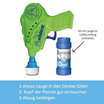 alldoro Seifenblasenpistole 60624, Seifenblasenpistole inkl. 60 ml Seifenlauge, ohne Batterien