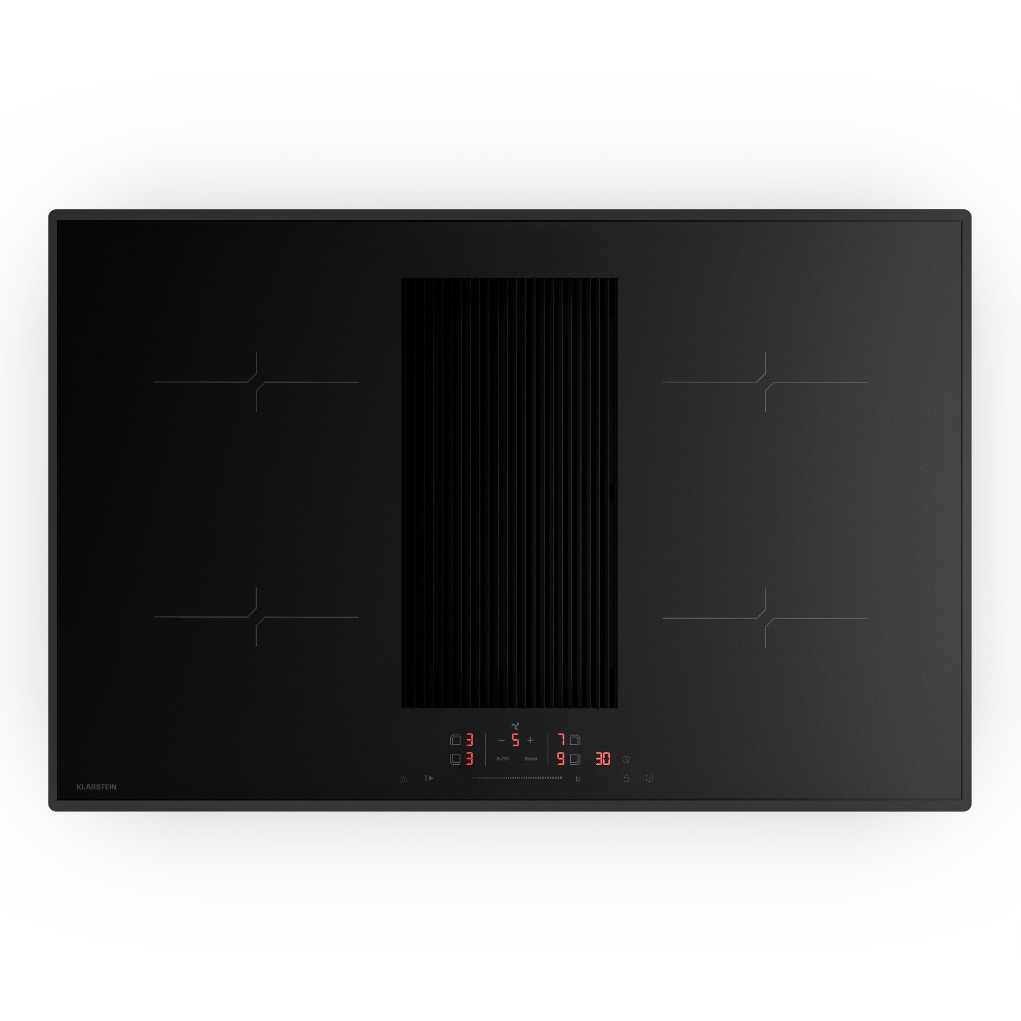 Klarstein Induktions-Kochfeld R474-S4-80 R474-S4-80, Induktionskochfeld mit Dunstabzug 4 Zonen 80cm Touch