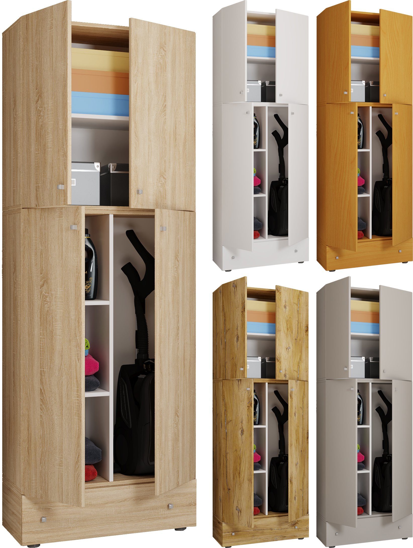 VCM Mehrzweckschrank Holz Besenschrank Staubsauger Putzschrank Lona S (1-St)