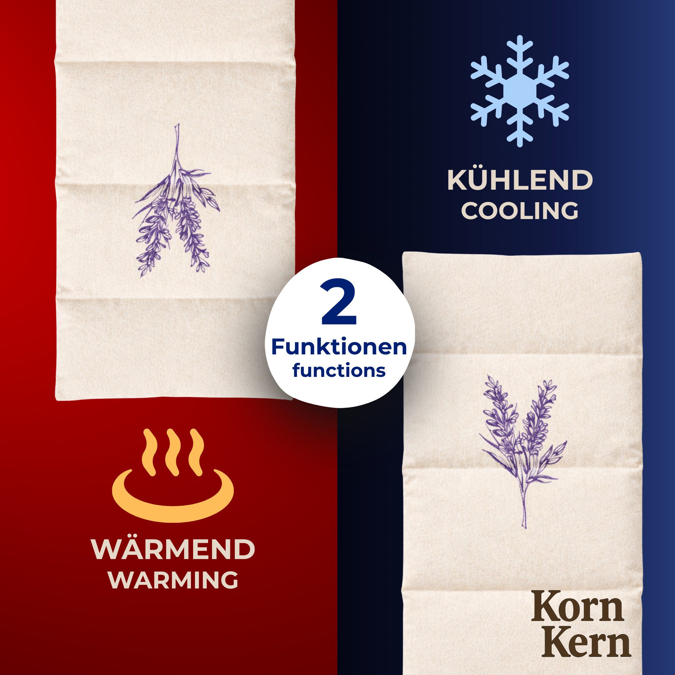 Korn & Kern Manufaktur Wärmekissen Kirschkernkissen mit Lavendel – Mikrowellengeeignetes Wärmekissen, (1-tlg), gegen Verspannungen in Nacken, Schultern und Rücken