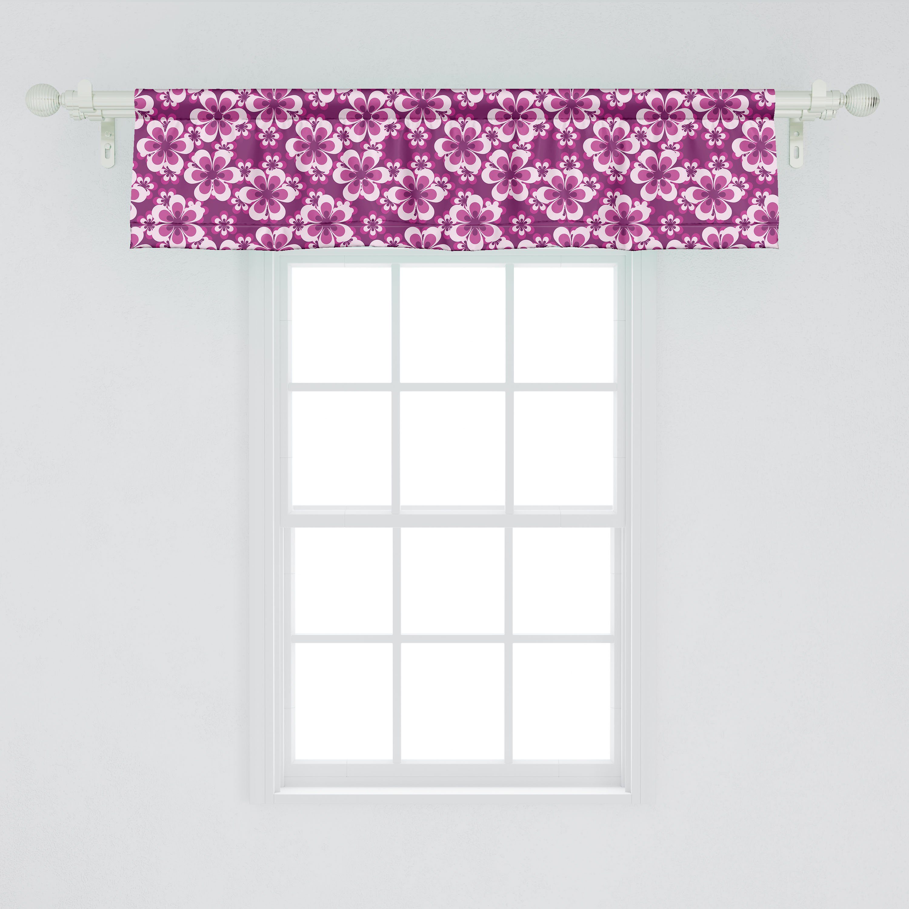 Scheibengardine Vorhang Volant Lila Botanik für Schlafzimmer mit Dekor Microfaser, Küche Petals Abakuhaus, Themed Stangentasche