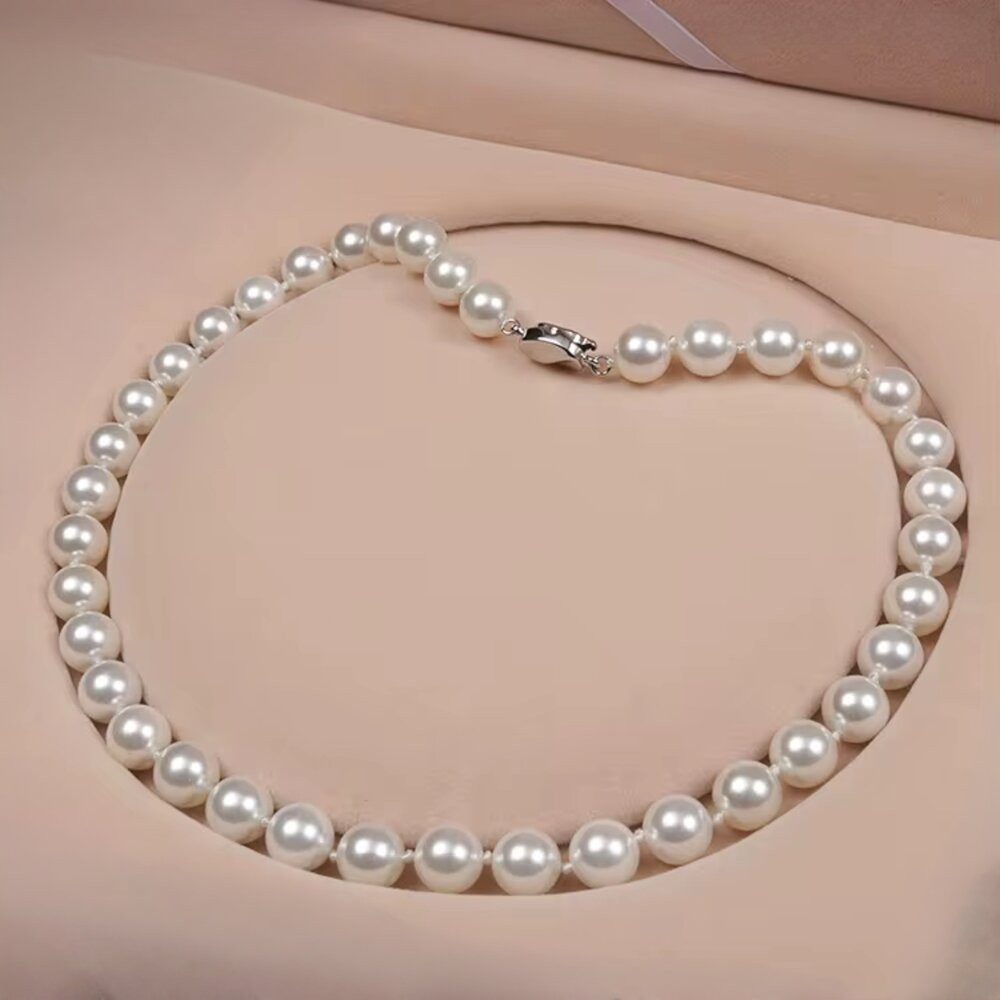 ROUGEMONT Perlenkette Luxuriöse Damen Perlen Halskette Perlen 10mm 45cm 925 Silber