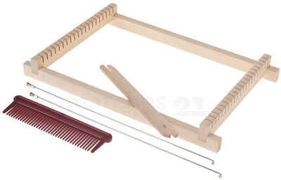 matches21 HOME & HOBBY Holzbaukasten Kinderwebrahmen 5-teiliges Set