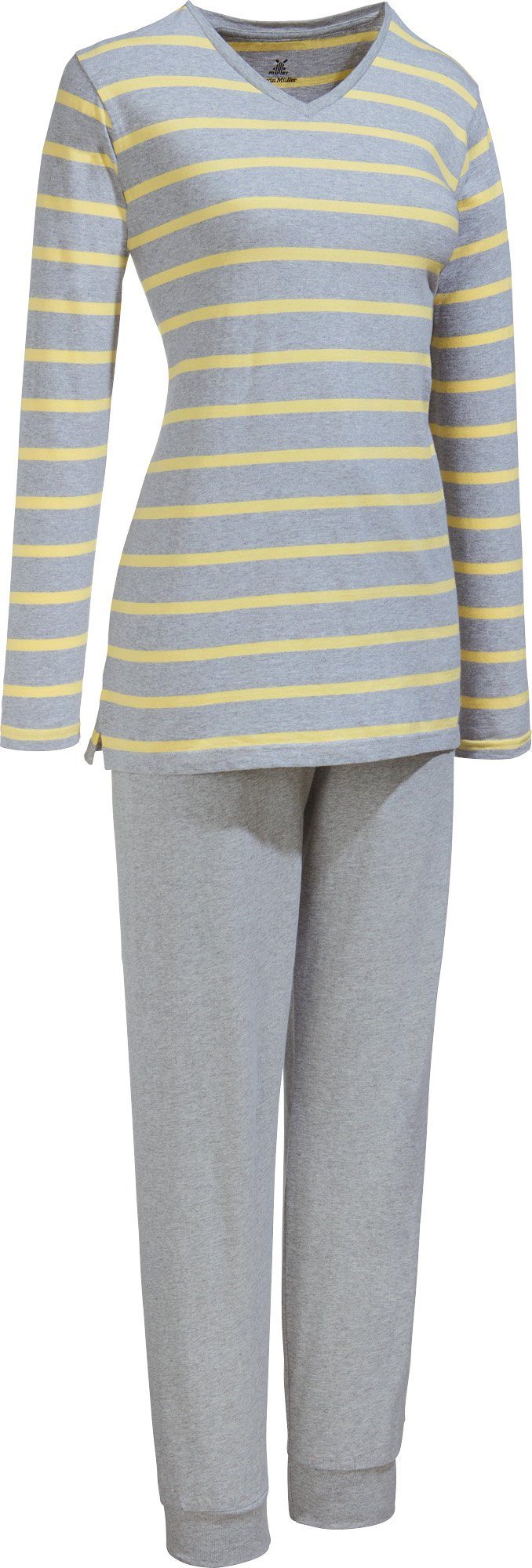 Erwin Müller Pyjama Damen-Schlafanzug Single-Jersey Streifen günstig online kaufen