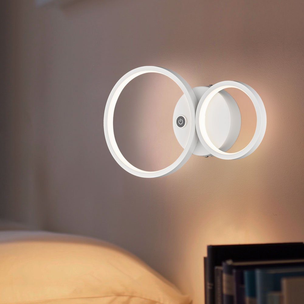 etc-shop LED Wandleuchte, Leuchtmittel Wandlampe inklusive, innen rund, modern Wandlampe Wandleuchte Touchdimmer Warmweiß