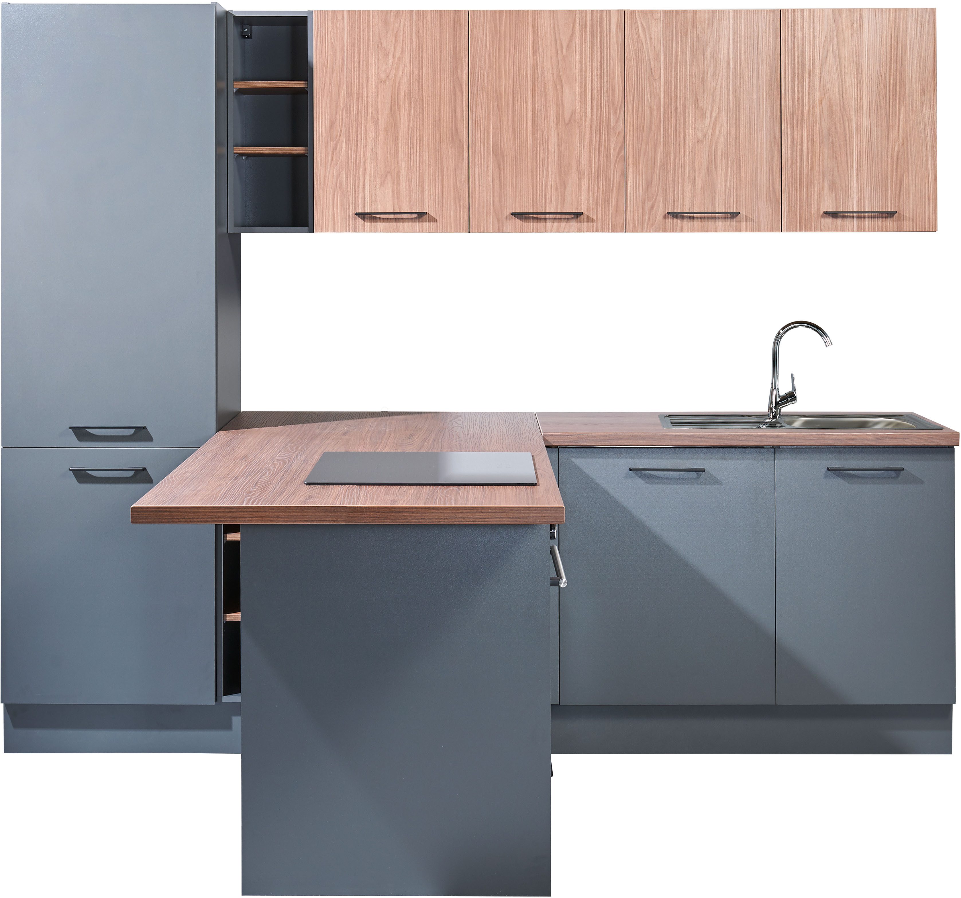 BASIC by Balculina Кухниzeile Girona B/H/T 265x211x200 cm, Breite 265cm, wahlweise mit E-Geräte, Softclose