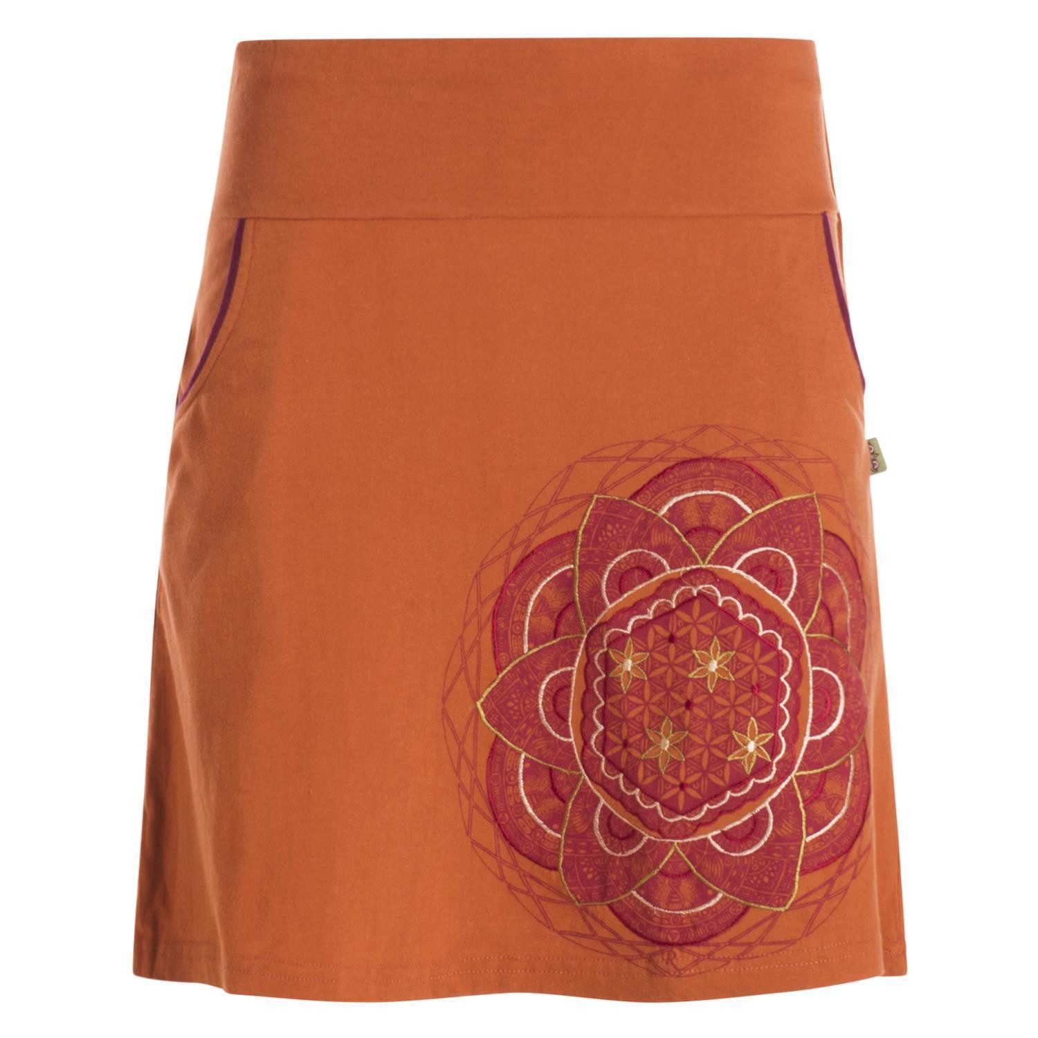 Vishes Minirock Kurzer Damen Baumwoll-Rock Taschen-Rock Mini-Röcke Blume des Lebens Hippie, Ethno, Boho Style
