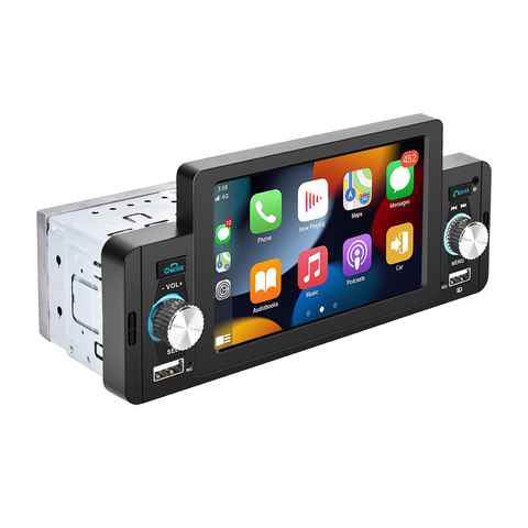 Hikity 1Din CarPlay & Android Auto 5 Zoll mit Rückfahrkamera Autoradio Autoradio (Universal-Auto-Multimedia-Player, Bluetooth FM-Radio)