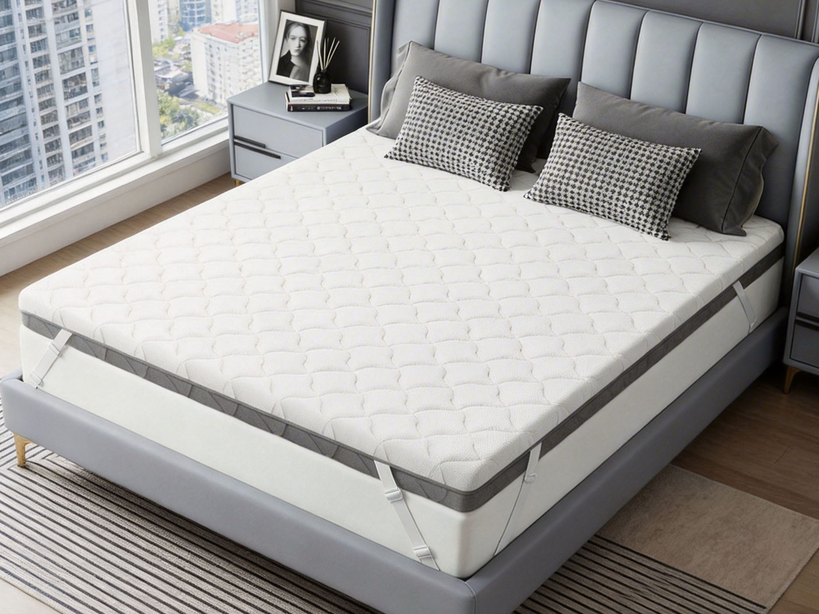 Komfortschaummatratze Premium Gel Memory Foam Matratzentopper, Vipbear, 6 cm hoch, rutschfest, waschbar, atmungsaktiv, 90×200cm
