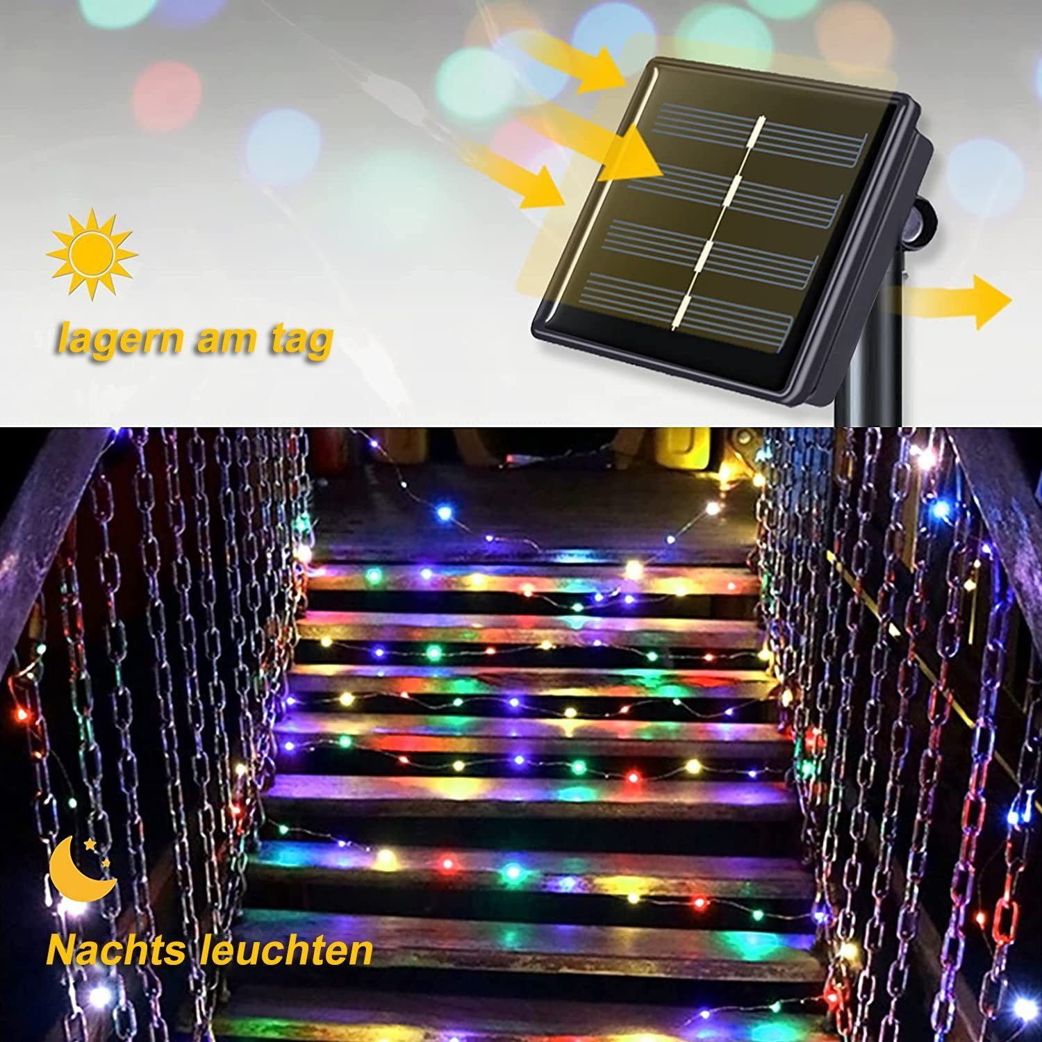 200x LED Solar Lichterkette KetteWeihnachtsbaum Deko Außen Innen Garten Party 