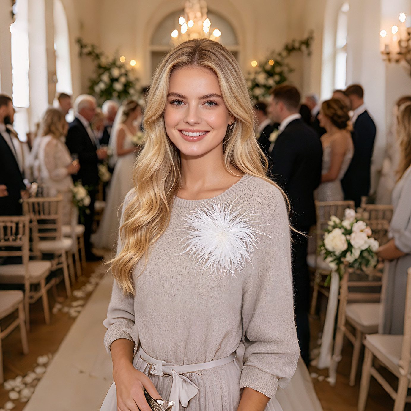 MIRROSI Brosche Edler Federbrosche, Feder-Anstecker im Boho-Vintage Stil, Ausgestattet mit Clip und Anstecknadel für sicheren Halt