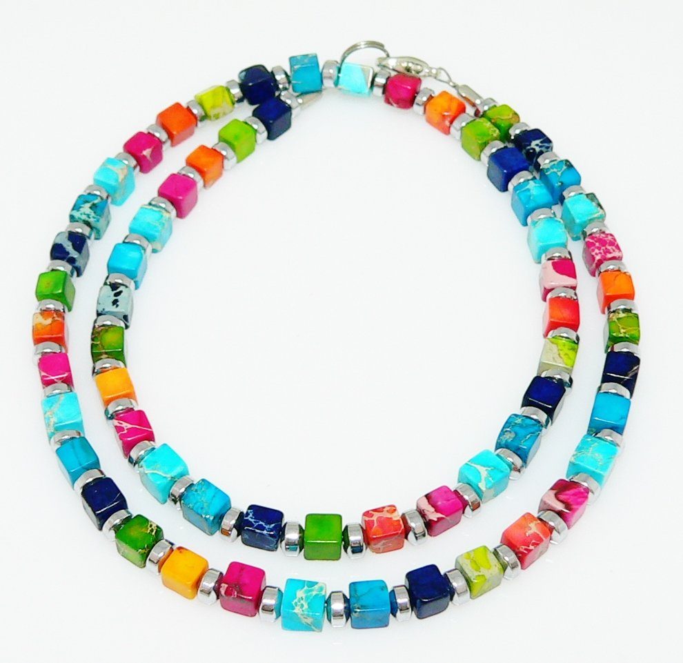 traumschmuck Collier 410m Halskette Würfelkette Edelstein günstig online kaufen