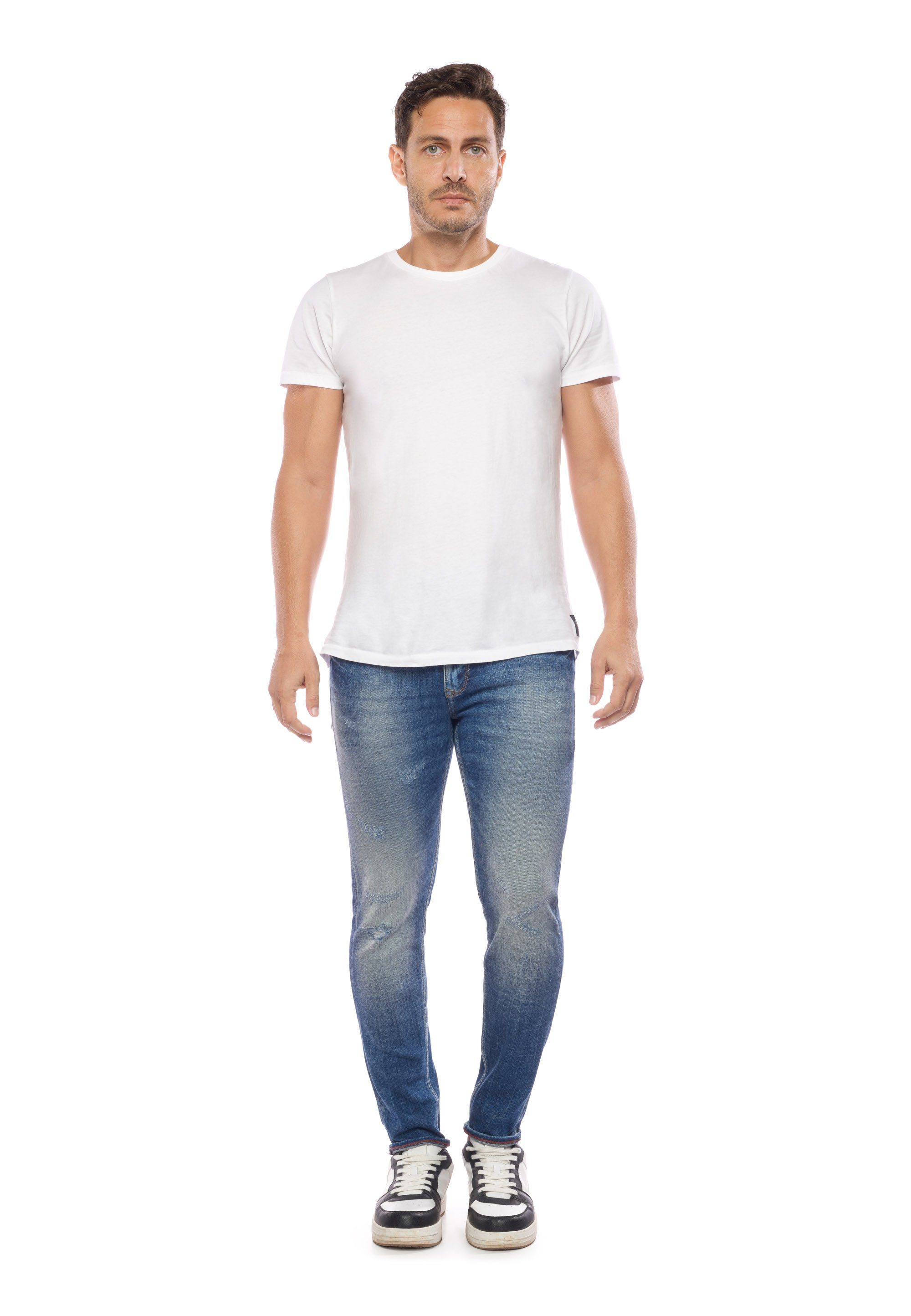 lässigen Slim-fit-Jeans Temps blau im Cerises Des Le Used-Look