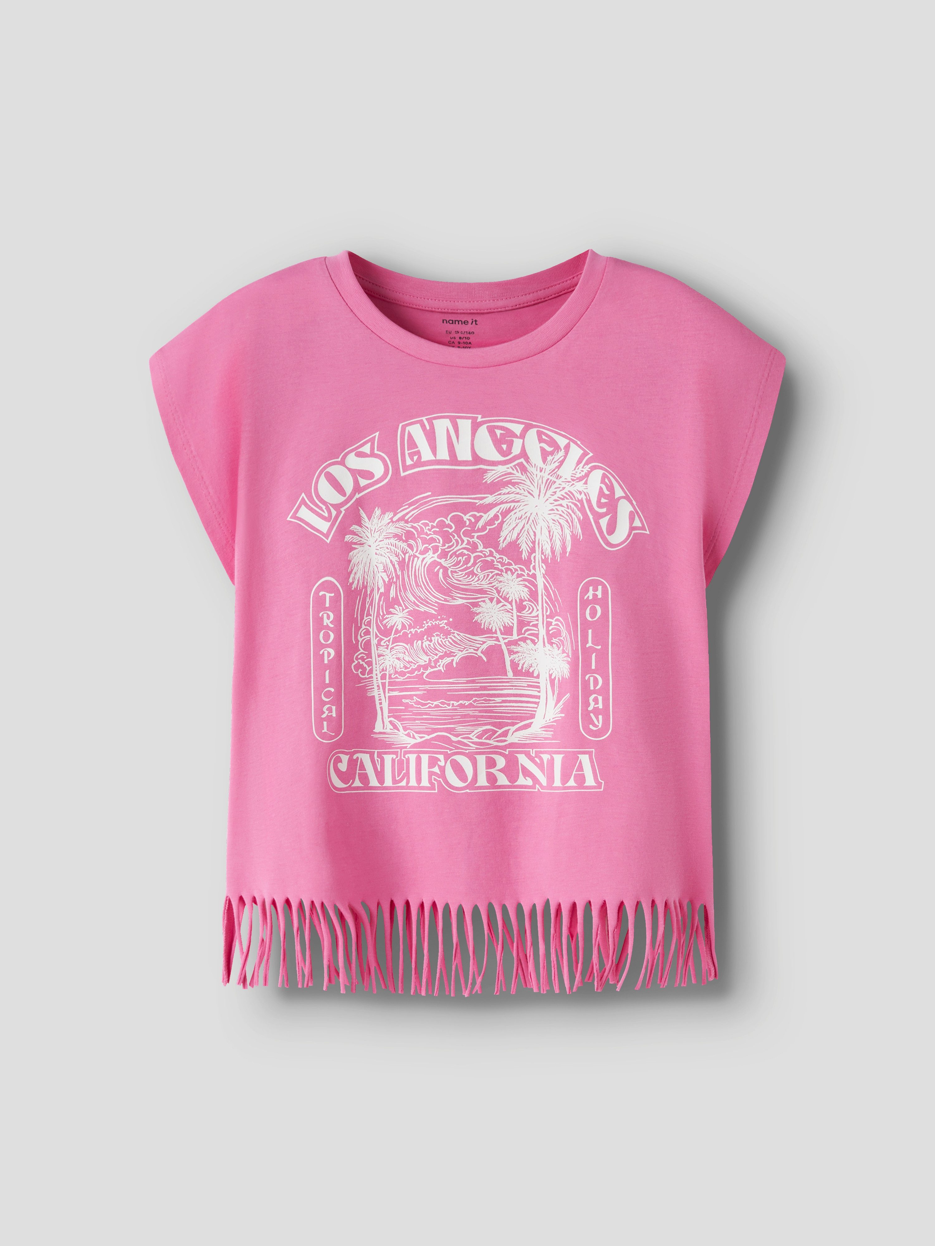 Name It T-Shirt NKFVALONE 2P CAPSL SHORT TOP (Packung, 2-tlg) mit Glitzerdruck und Fransenkante