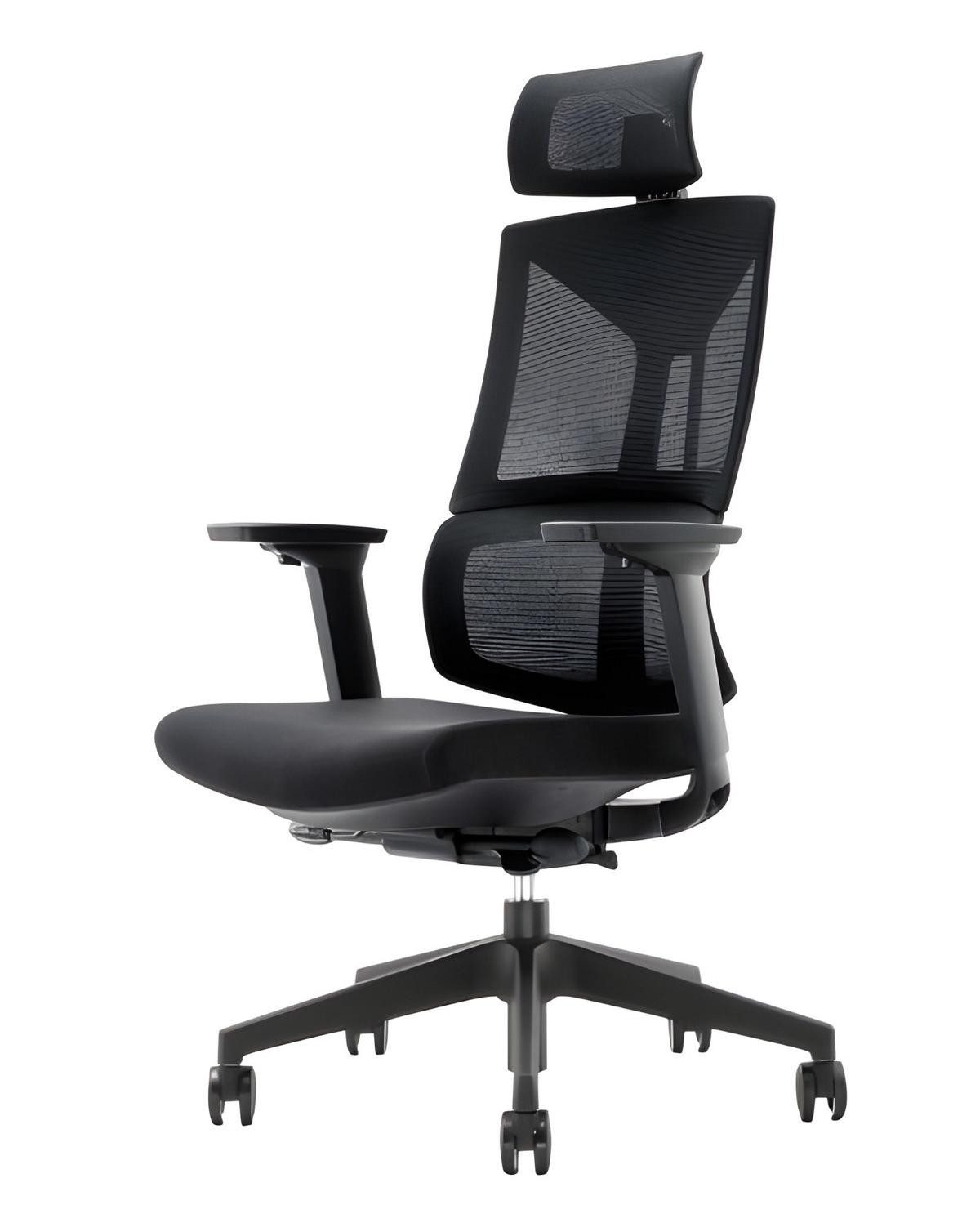 Xlmoebel Bürostuhl Schwarzer Designer Drehstuhl mit Kopfstütze und Rollen von XLMOEBEL (1 St), Made in Europa