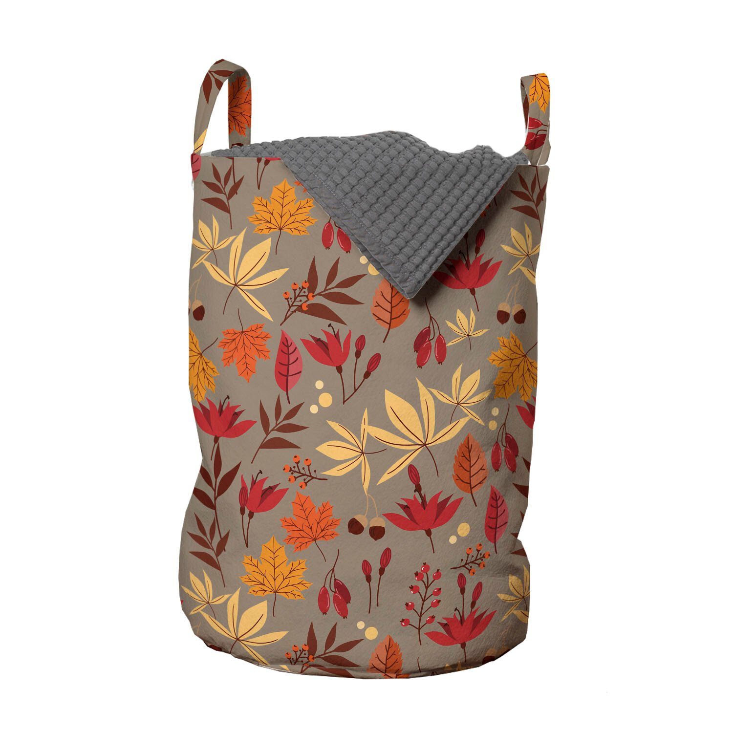Abakuhaus Wäschesäckchen Wäschekorb mit Griffen Kordelzugverschluss für Waschsalons, Burnt orange Herbst Natur Laub