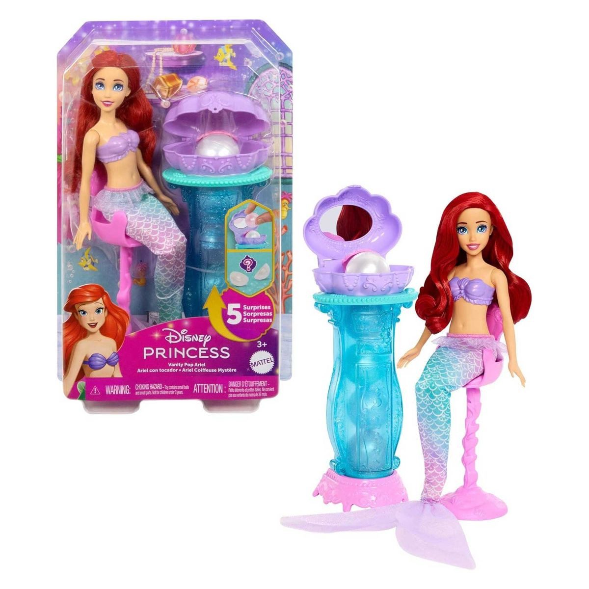 Mattel® Meerjungfrauenpuppe Mattel JBF86 - Disney Princess - Arielle Schminkmuschel – Meerjungfr