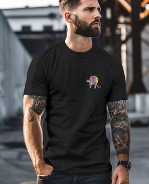 Neverless Print-Shirt Herren T-Shirt Backprint Rücken-Aufdruck Brustlogo Space Tiger Good mit Print