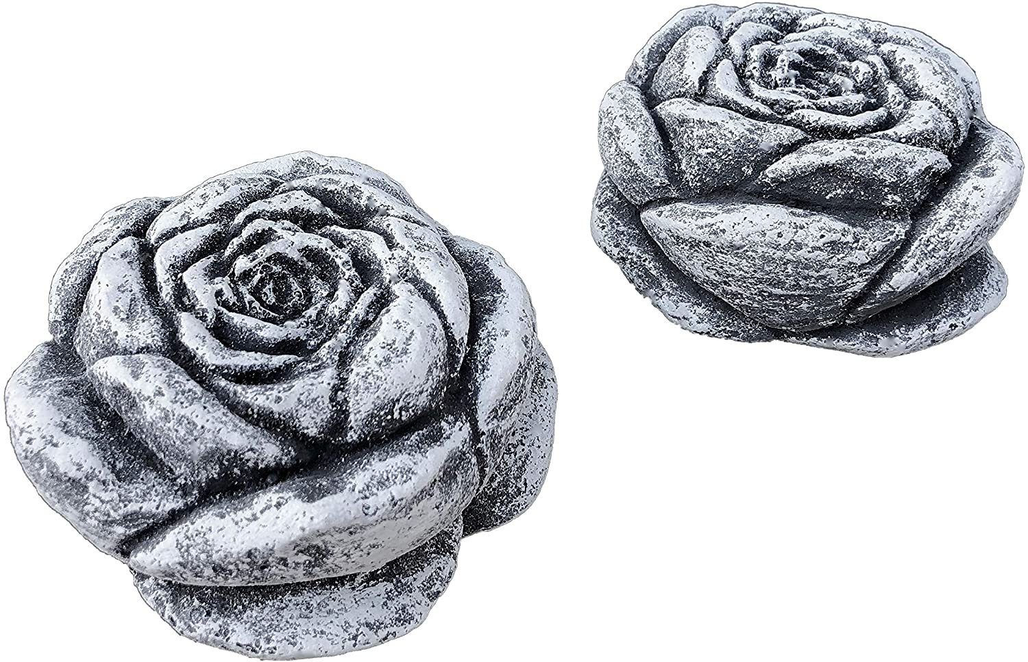 Gartenfigur Steinfigur 2er Set Steinblüte Blüte mittel