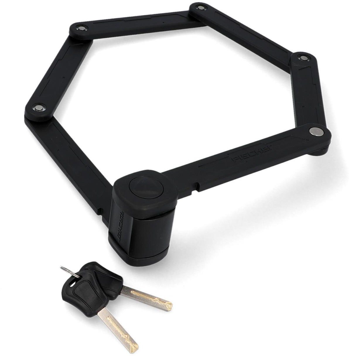FISCHER Fahrrad Faltschloss FISCHER Faltschloss inkl. Halterung (Packung, 4-tlg., mit Halterung)