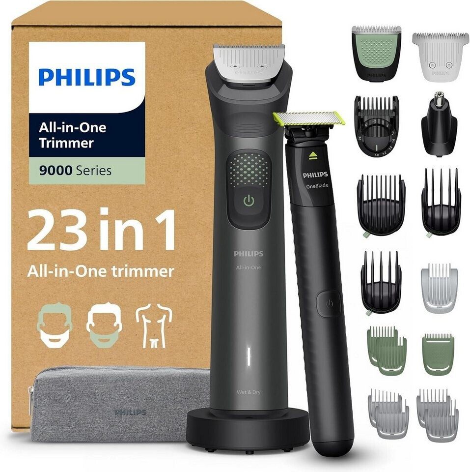 Philips Körperrasierer Multigroom Series 9000 All-in-One 23-teiliger Barttrimmer MG9561/30, Set, 23-in-1, 27 Längeneinstellungen von 0,2 bis 20 mm