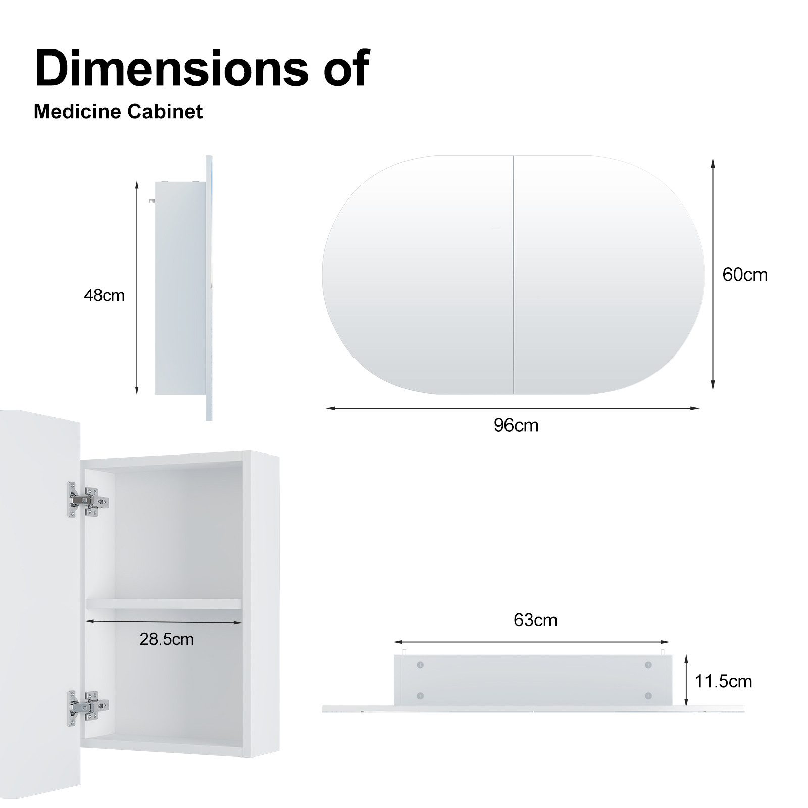 radelldar Badezimmerspiegelschrank ovaler Spiegelschrank bad mit 5 Fächern, günstig online kaufen