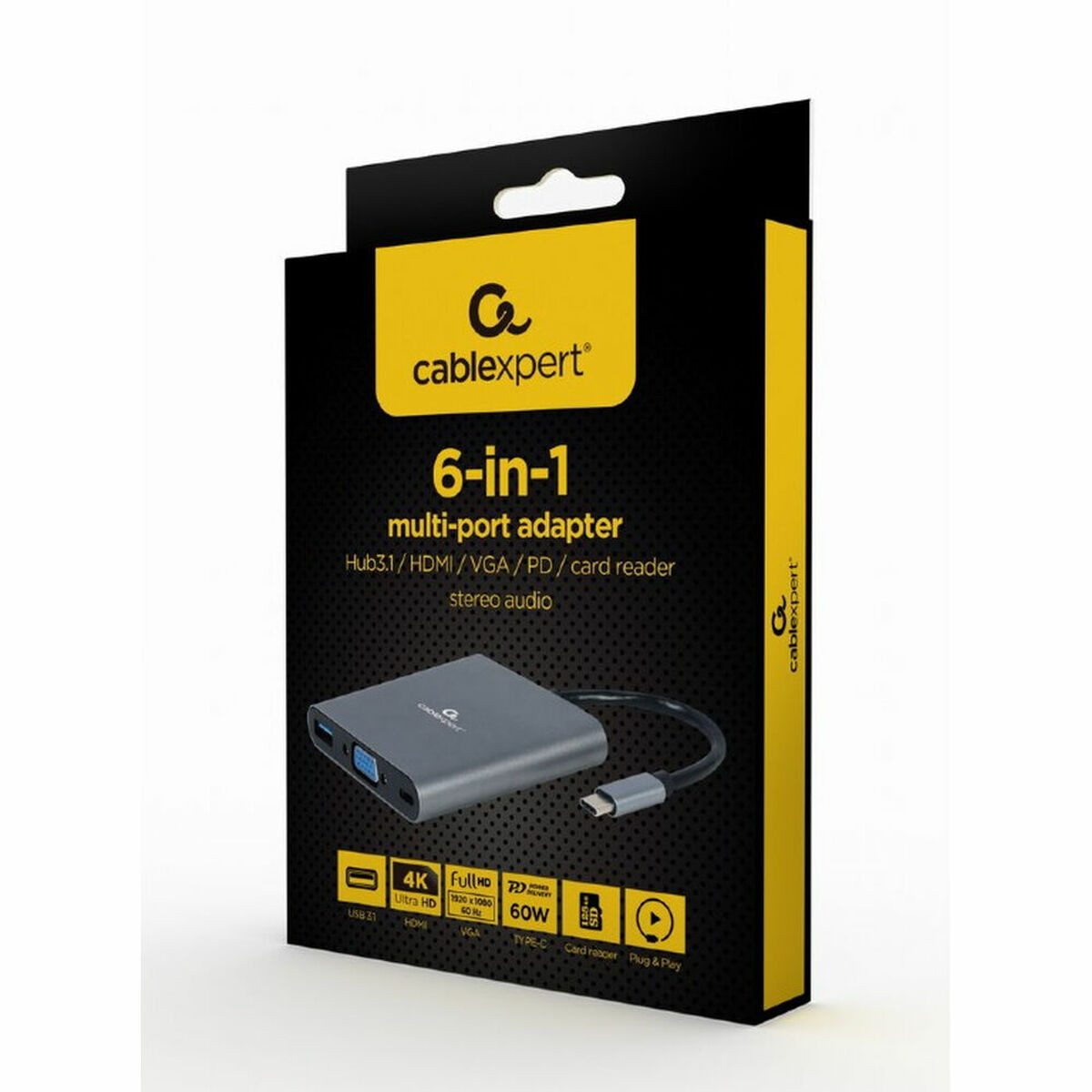 Gembird USB-Verteiler, Hub USB GEMBIRD A-CM-COMBO6-01