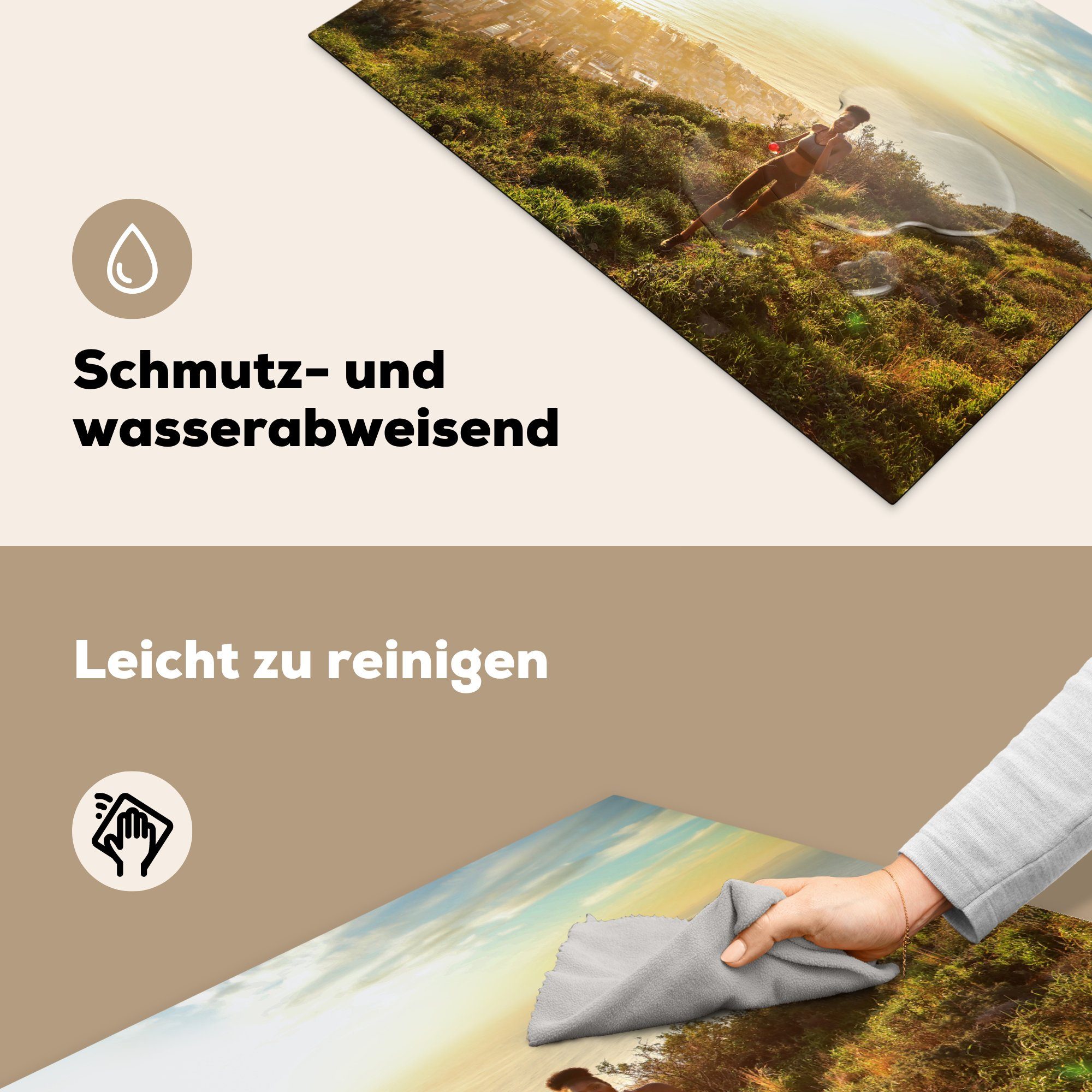 für Schutz die (1 läuft, tlg), cm, Frau MuchoWow küche, 81x52 Ceranfeldabdeckung Vinyl, Induktionskochfeld Herdblende-/Abdeckplatte