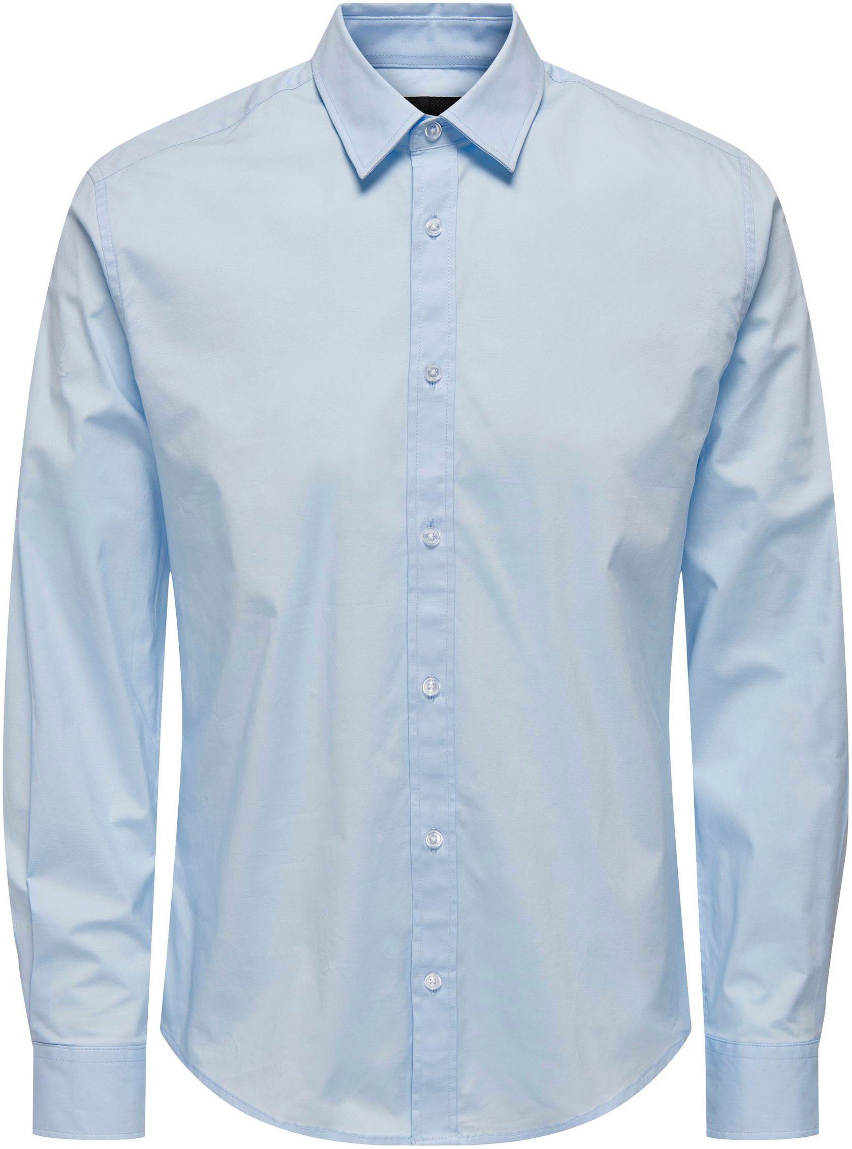 Blue Cashmere ONSANDY EASY ONLY SONS & POPLIN SLIM Langarmhemd SHIRT IRON