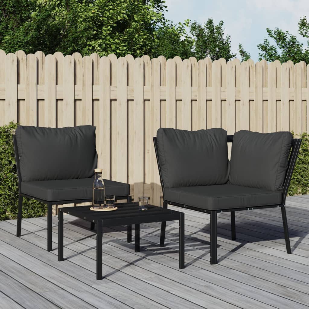 furnicato Gartenstuhl Stylischer 76 x 76 x 79 cm in Schwarz und Grau (2 St), Gepolsterte Sitzgruppe mit modularer Bauweise und weichen Kissen