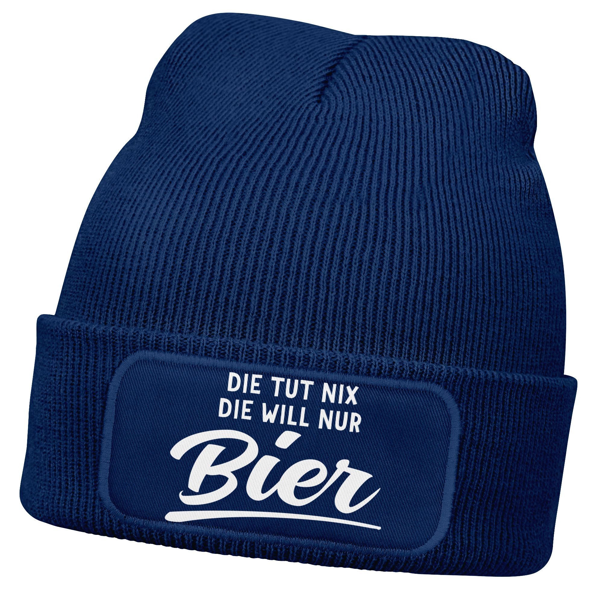 Strickmütze Damen Beanie mit Patch Strickmütze mit Spruch Lieblingsgetränk Party