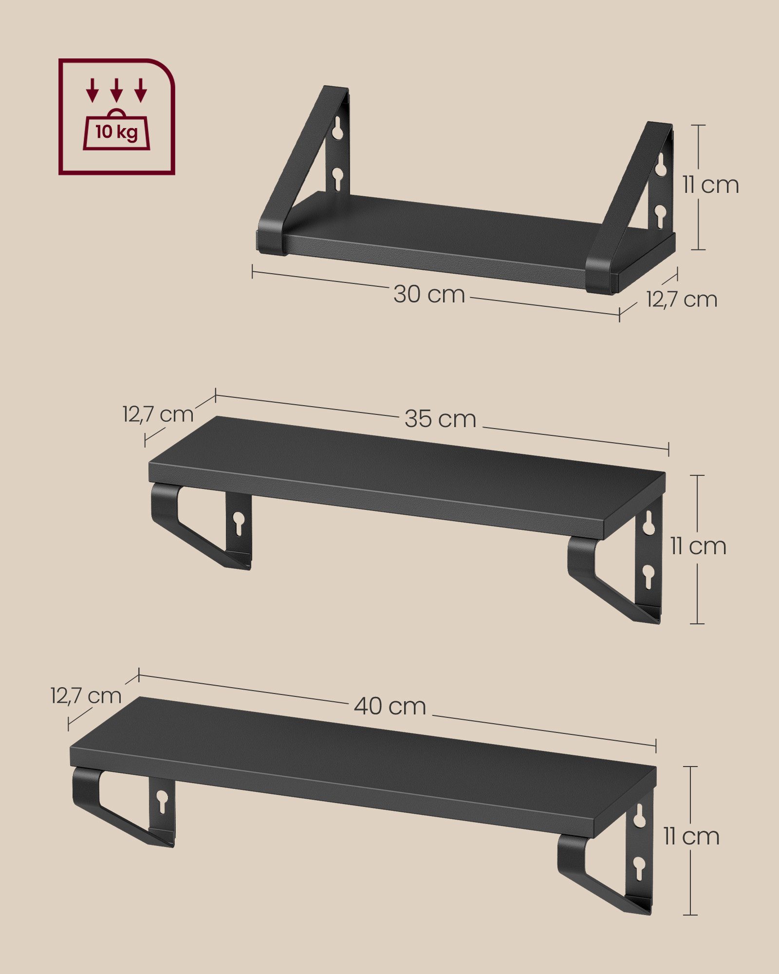 Wandregal Schweberegal HOVER-VI 45 X 13 X 6 Cm Inkl Produktbild-Vorschau 6