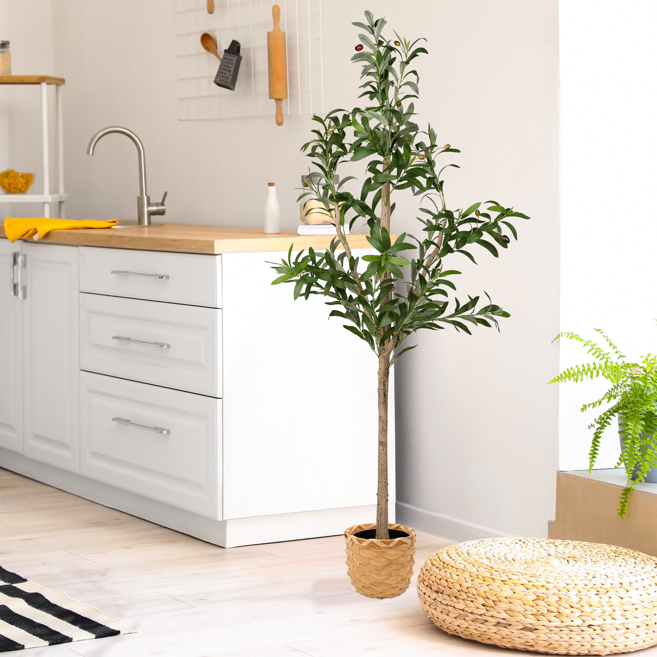 Kunstpflanze Künstlicher Olivenbaum Olivenbaum, relaxdays, Höhe 150 cm, 150 cm
