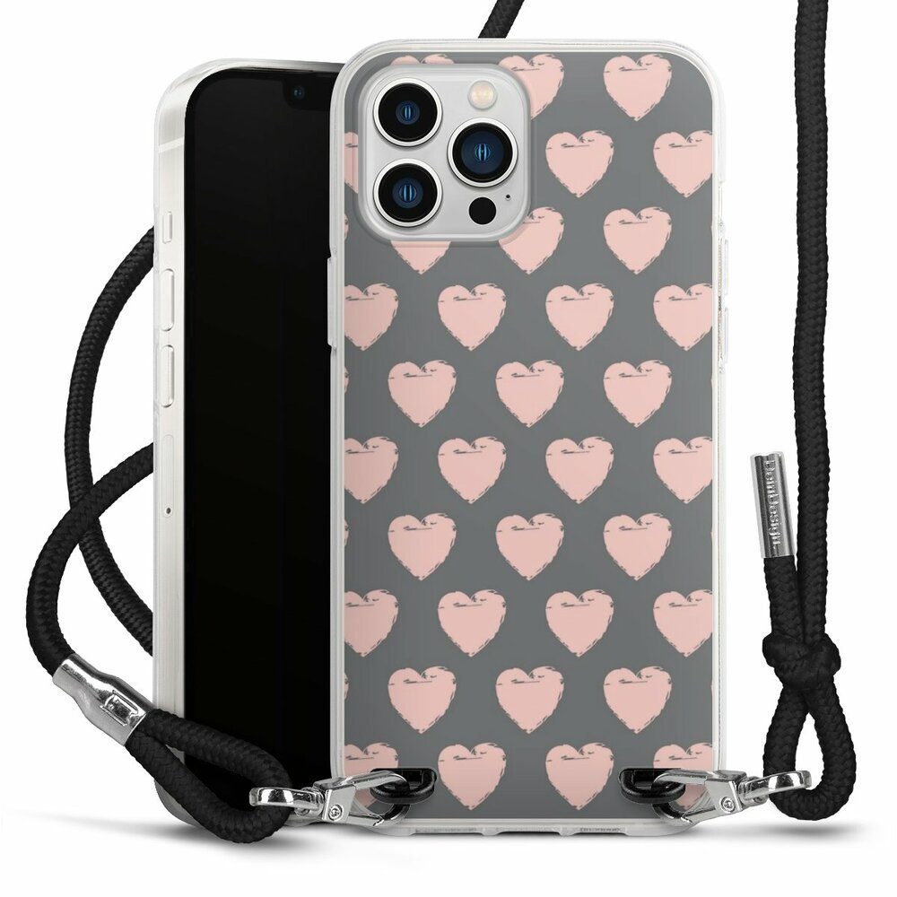 DeinDesign Handyhülle Herz Valentinstag Muster Herzpattern Rosa, Apple iPhone  13 Pro Max Handykette Hülle mit Band Case zum Umhängen