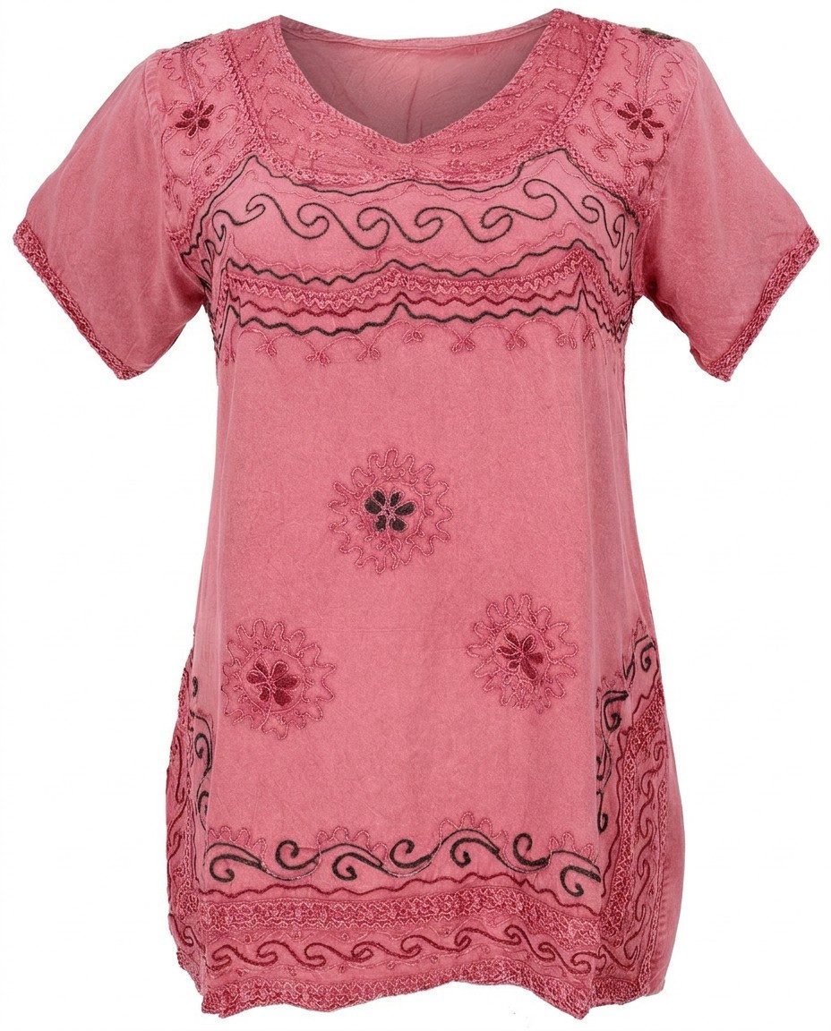 Guru-Shop Longbluse Bestickte indische Tunika, alternative Boho.. alternative Bekleidung
