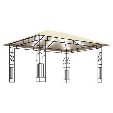 vidaXL Partyzelt Pavillon mit Moskitonetz & LED-Lichterkette 4x3x2,73m Cremeweiß