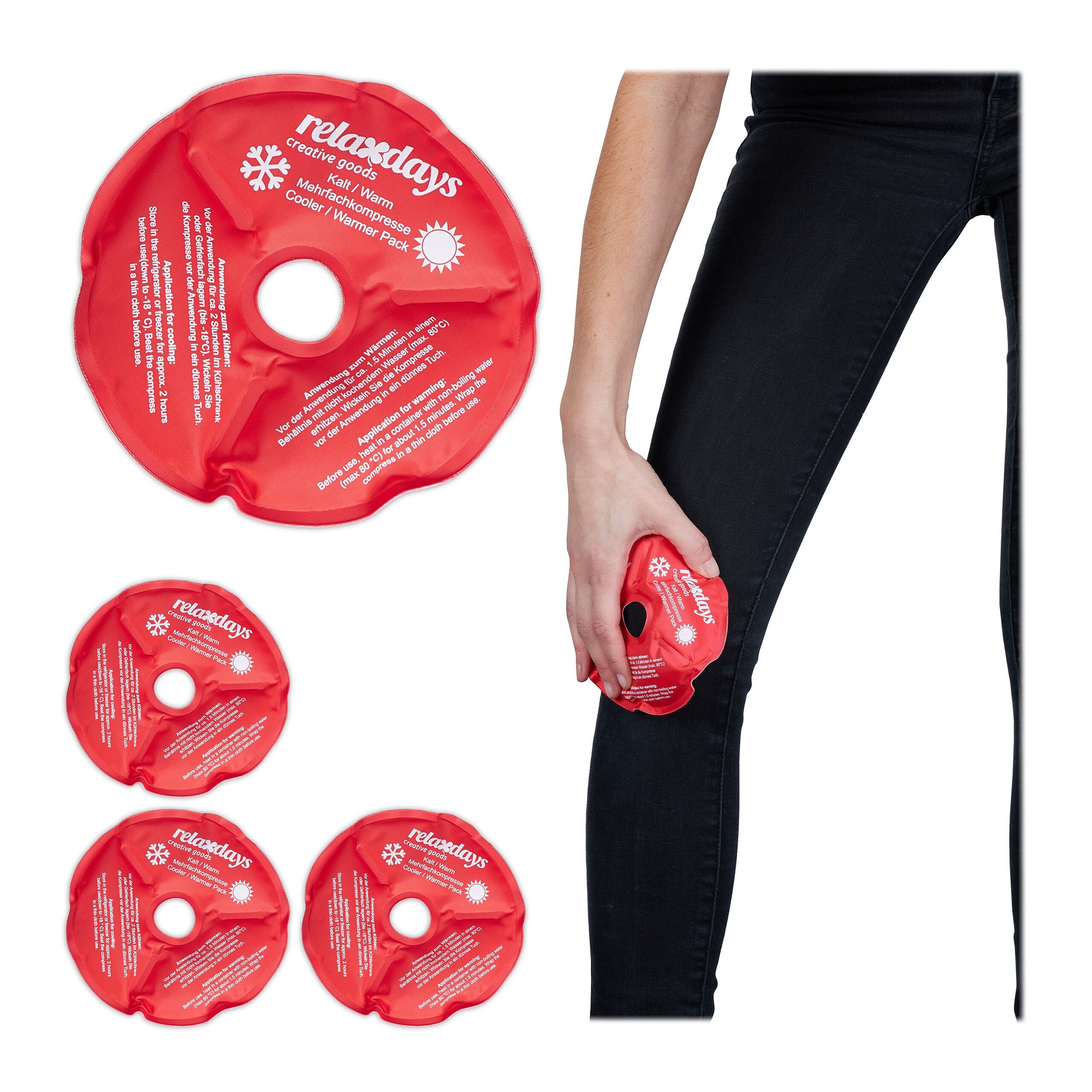 Kalt-Warm-Kompresse 4er Set Knie Kühlpads in Rot