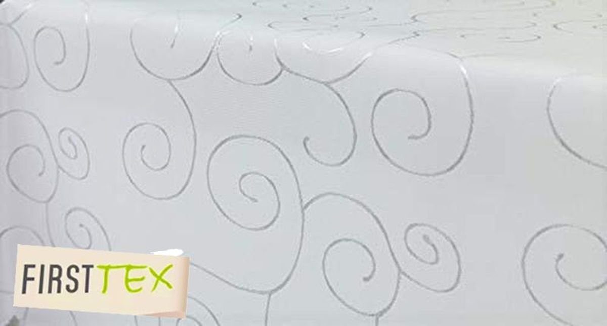 First-Tex Tischdecke, First-Tex Ornament Damast Pflegeleicht Tischdecke weiß eckig Hochwertig, Schnelltrocknend, cm 135x200 Bügelarm, Farbecht