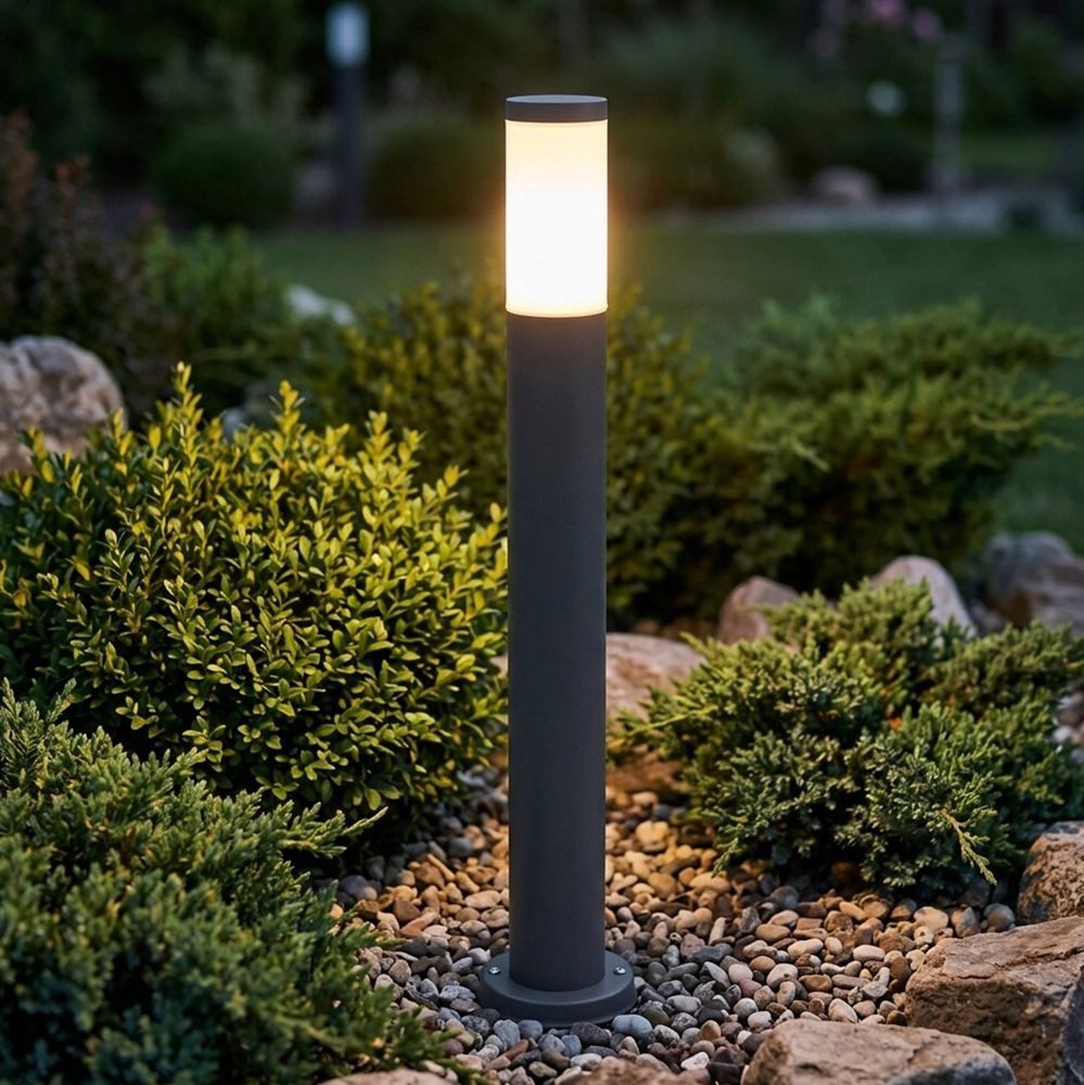 GLOBO LIGHTING LED Außen-Stehlampe, Leuchtmittel inklusive, Warmweiß, Außen Steh Leuchte ANTHRAZIT Garten Beleuchtung Edelstahl Säulen