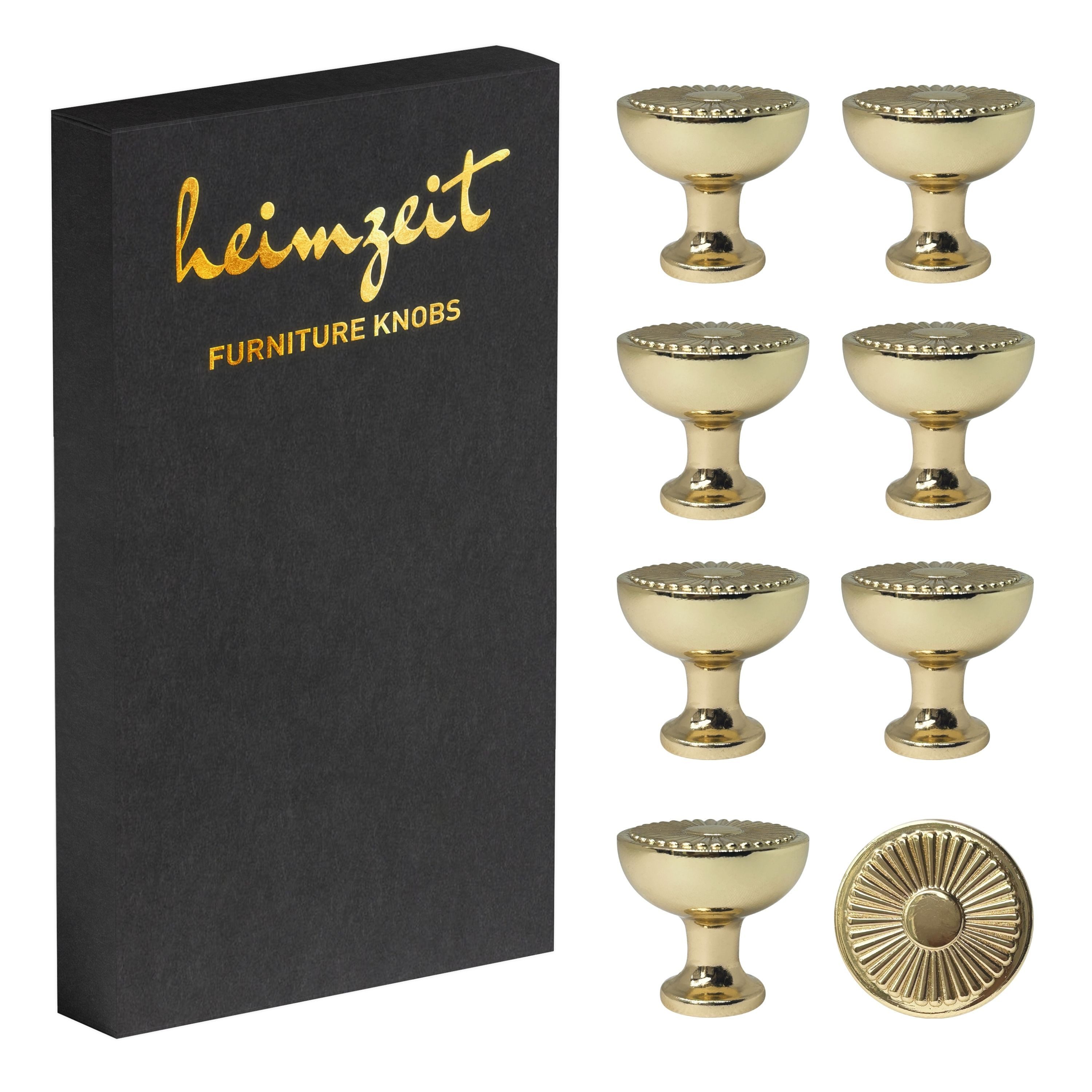 heimzeit Möbelgriff heimzeit Möbelknöpfe Sun - 8 Stück (Set), für Schubladen, Türen und Kommoden, inkl. Schraube