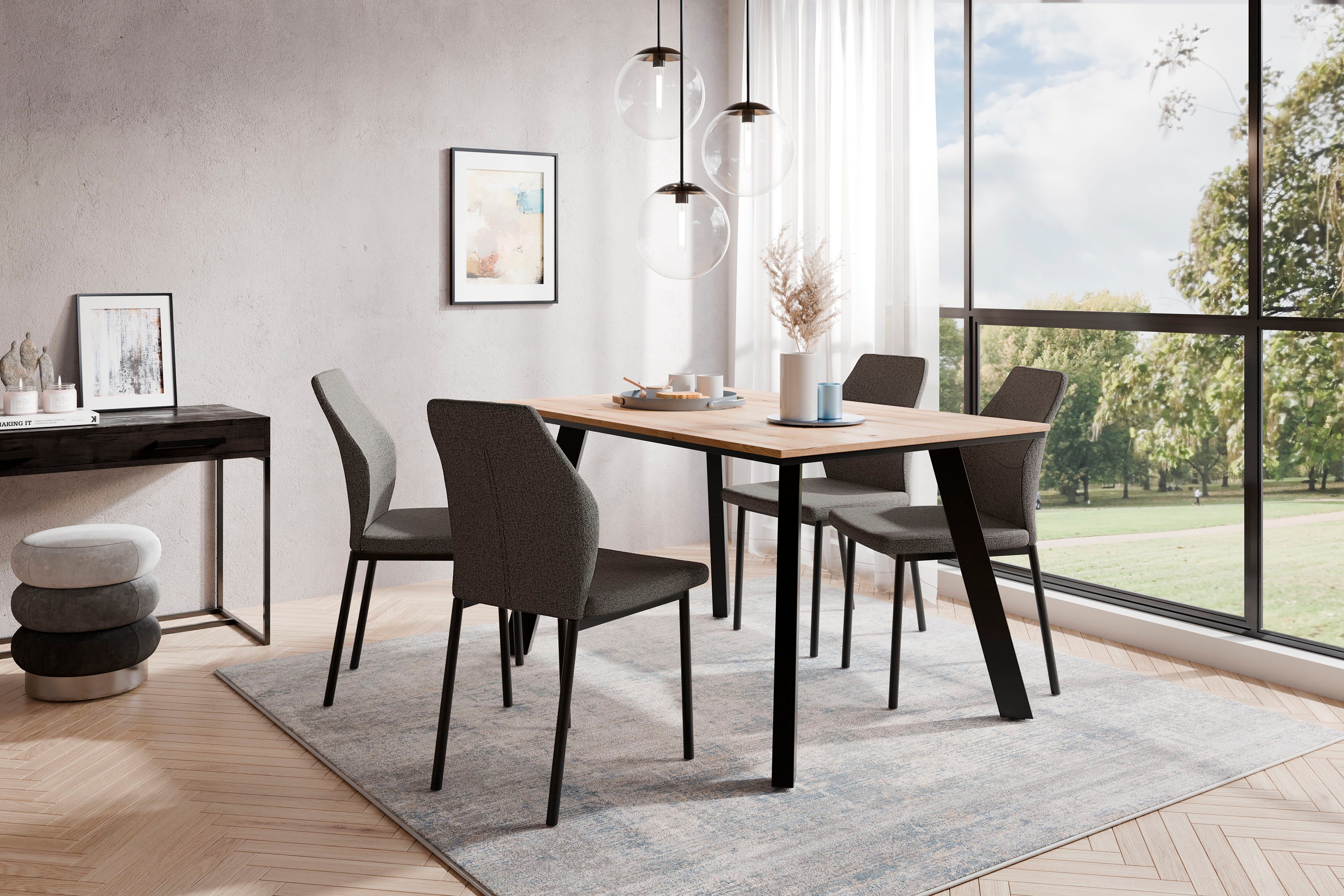 OTTO home Essgruppe Genf Tischgruppe, Esstisch plus 4 Stühle, (Set, 5-tlg., günstig online kaufen