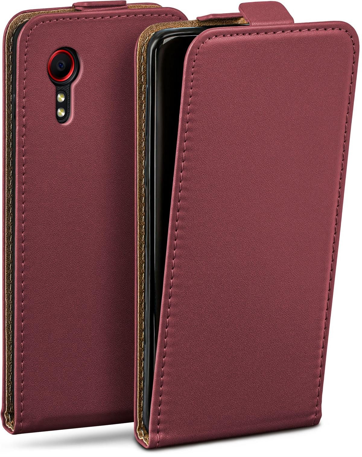 moex Handyhülle für Samsung Galaxy XCover 5 Hülle Klappbar Flip Case Weinrot 5,3 Zoll, 360 Grad Schutz Handytasche Leder Optik PU Lederhülle Cover Klapphülle