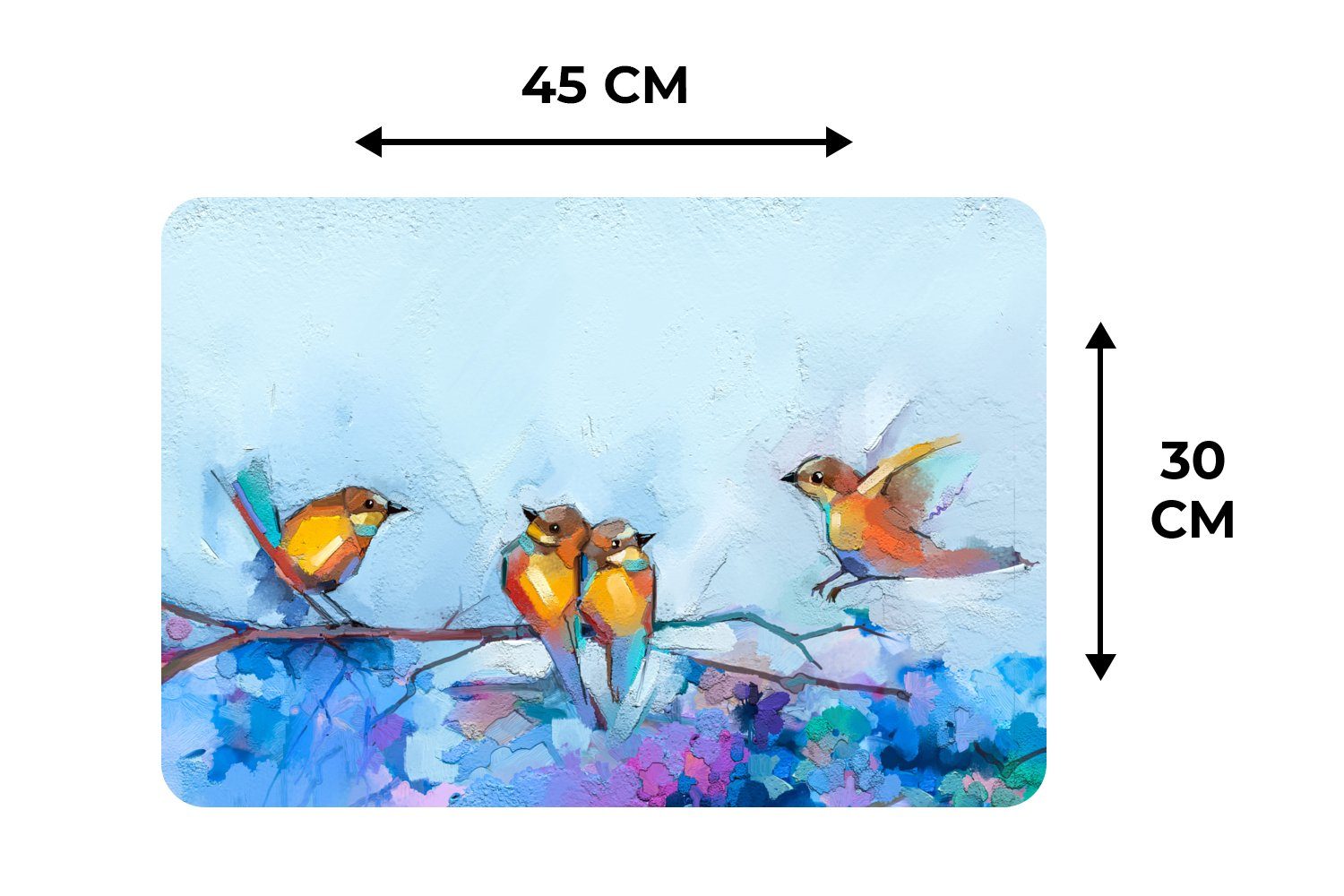 Platzdecken, - Platzset, MuchoWow, Ölfarbe Schmutzabweisend Platzmatte, Zweig, - Tischmatten, (6-St), Platzset, Gemälde Vogel -