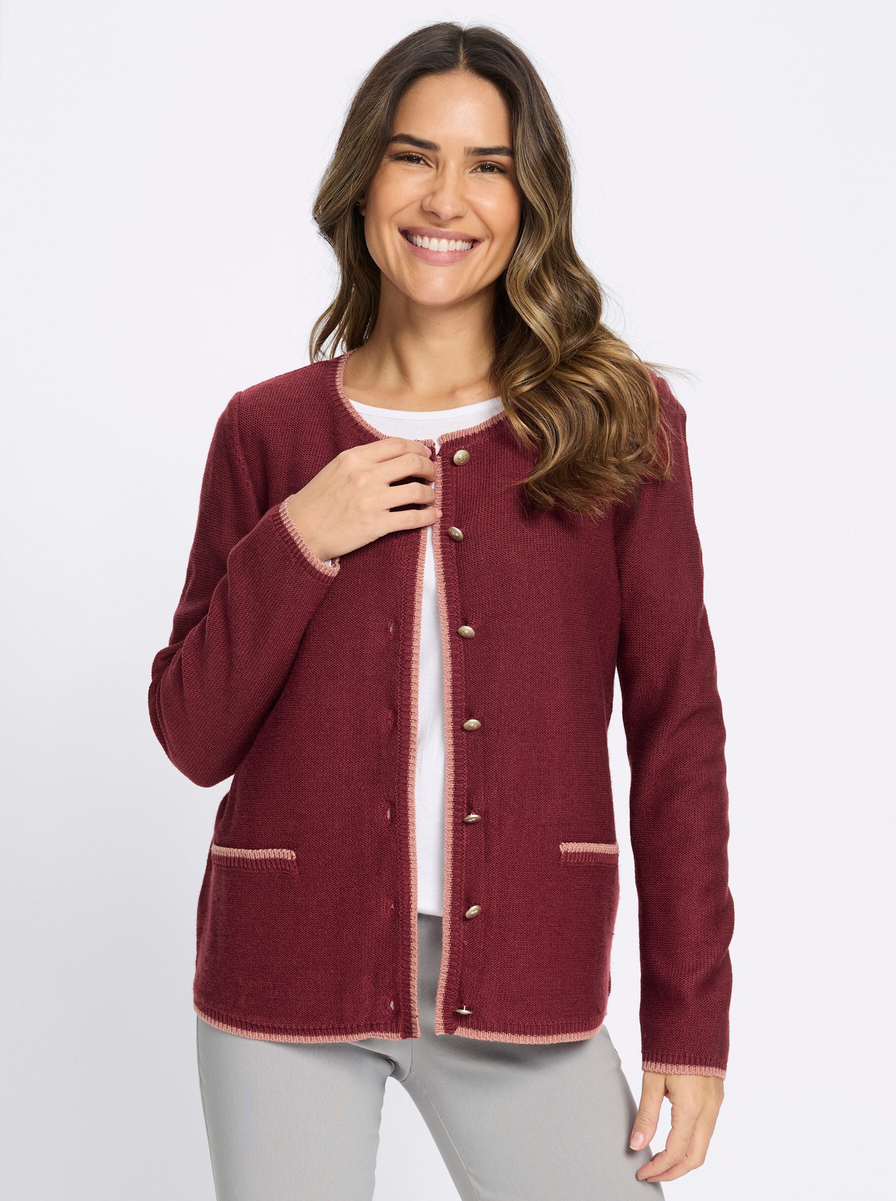 Strickjacke Strickjacke Langarm Links-Strick