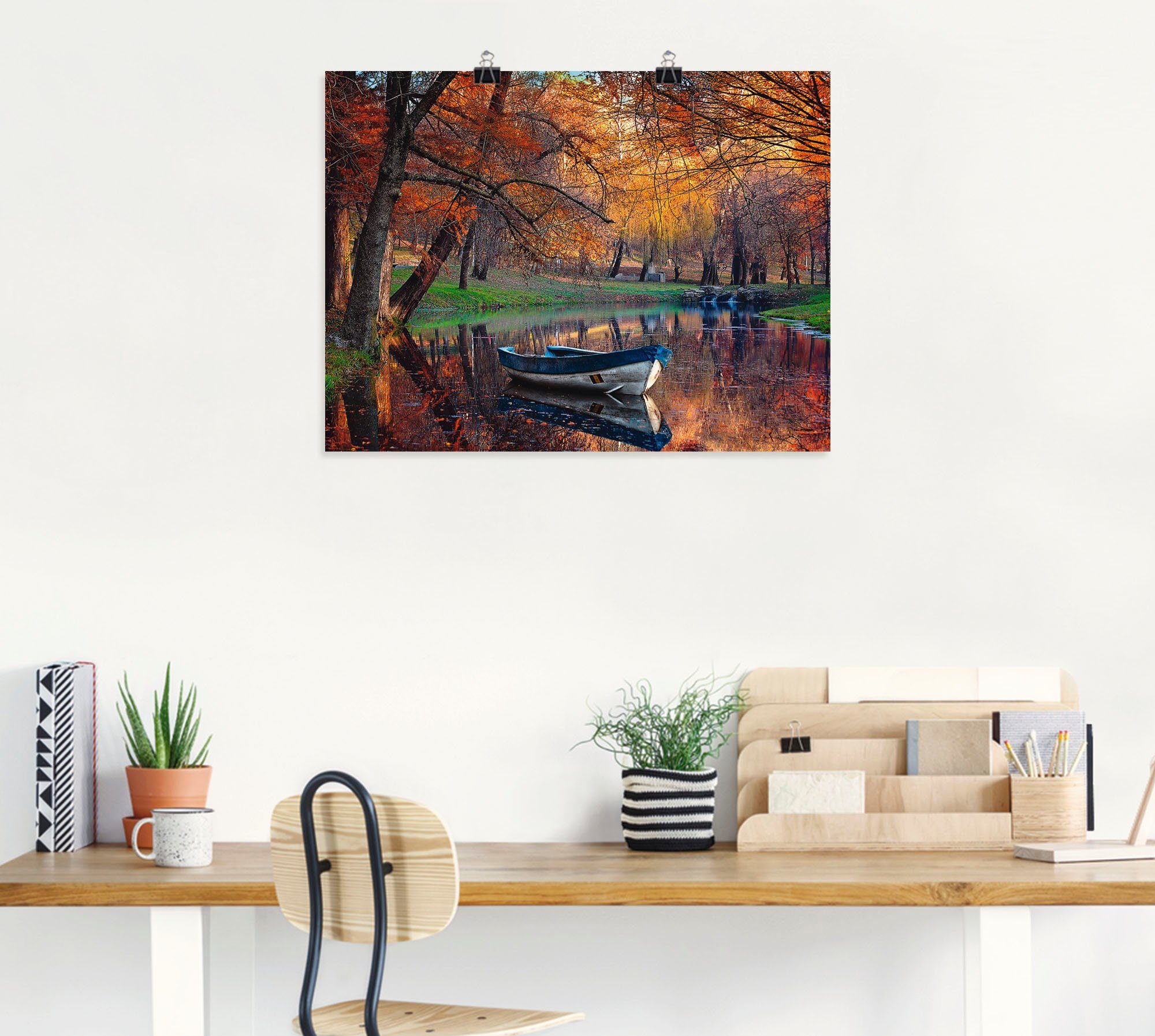 Artland Poster Bunte Herbstlandschaft, Boote & Schiffe (1 St), ohne Rahmen