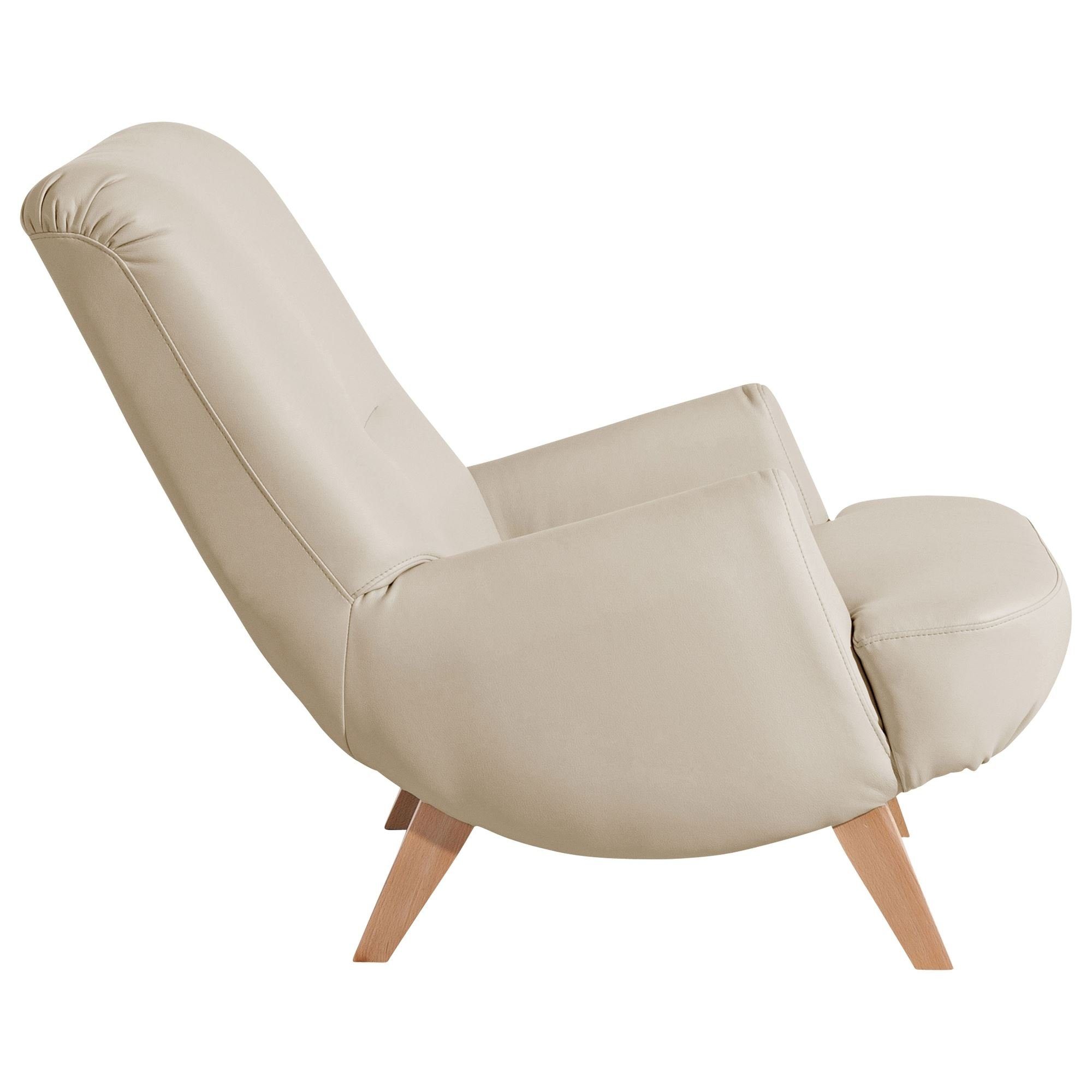 Kessel (Sparpreis Kostenlosem Versand, inkl. Sitz Buche / 21326 verarbeitet,bequemer hochwertig aufm Kajsa 58 1-St), Sessel Sessel beige Bezug natur Kunstleder