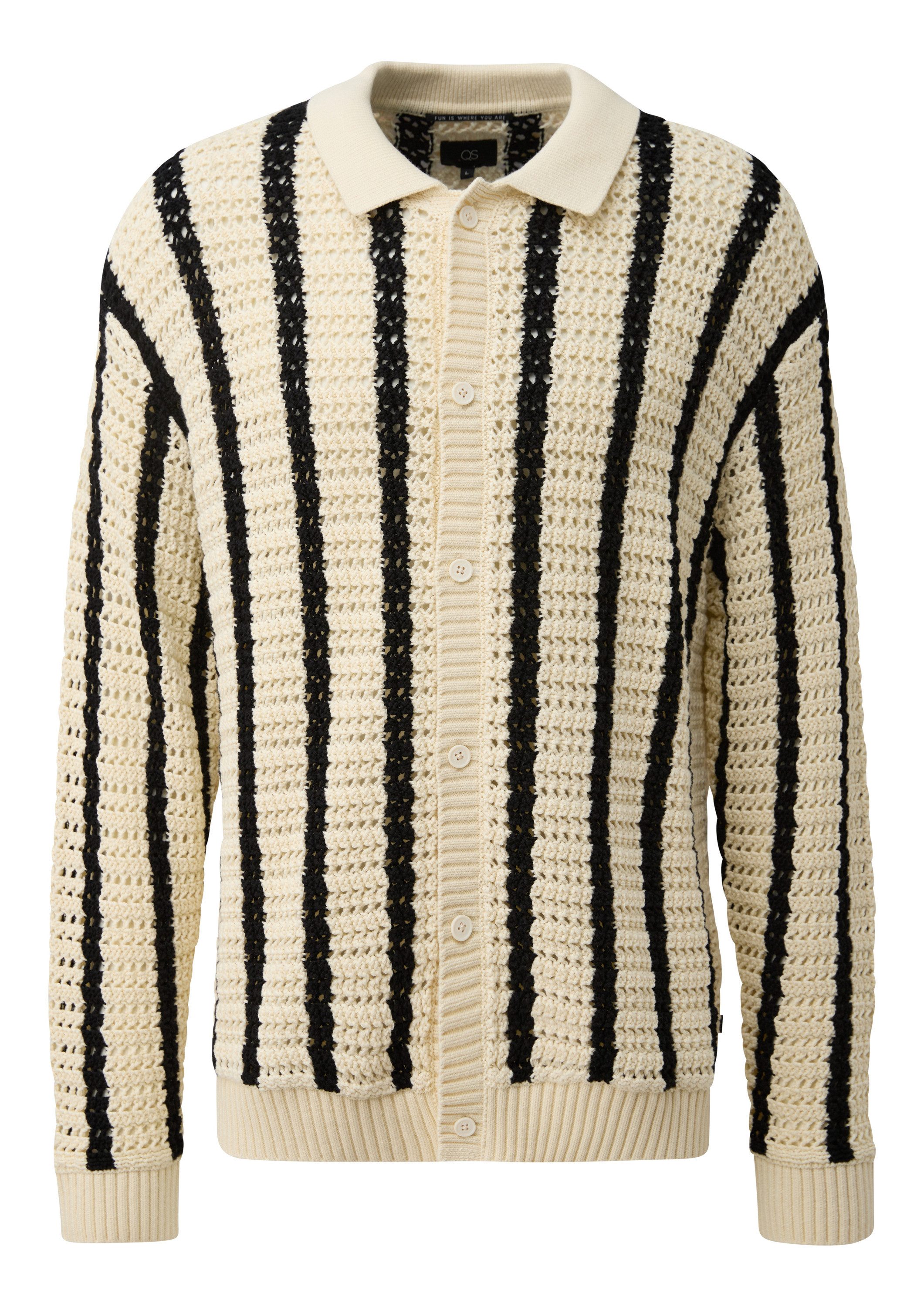 QS Cardigan Strickpullover Strickjacke mit Häkelstruktur