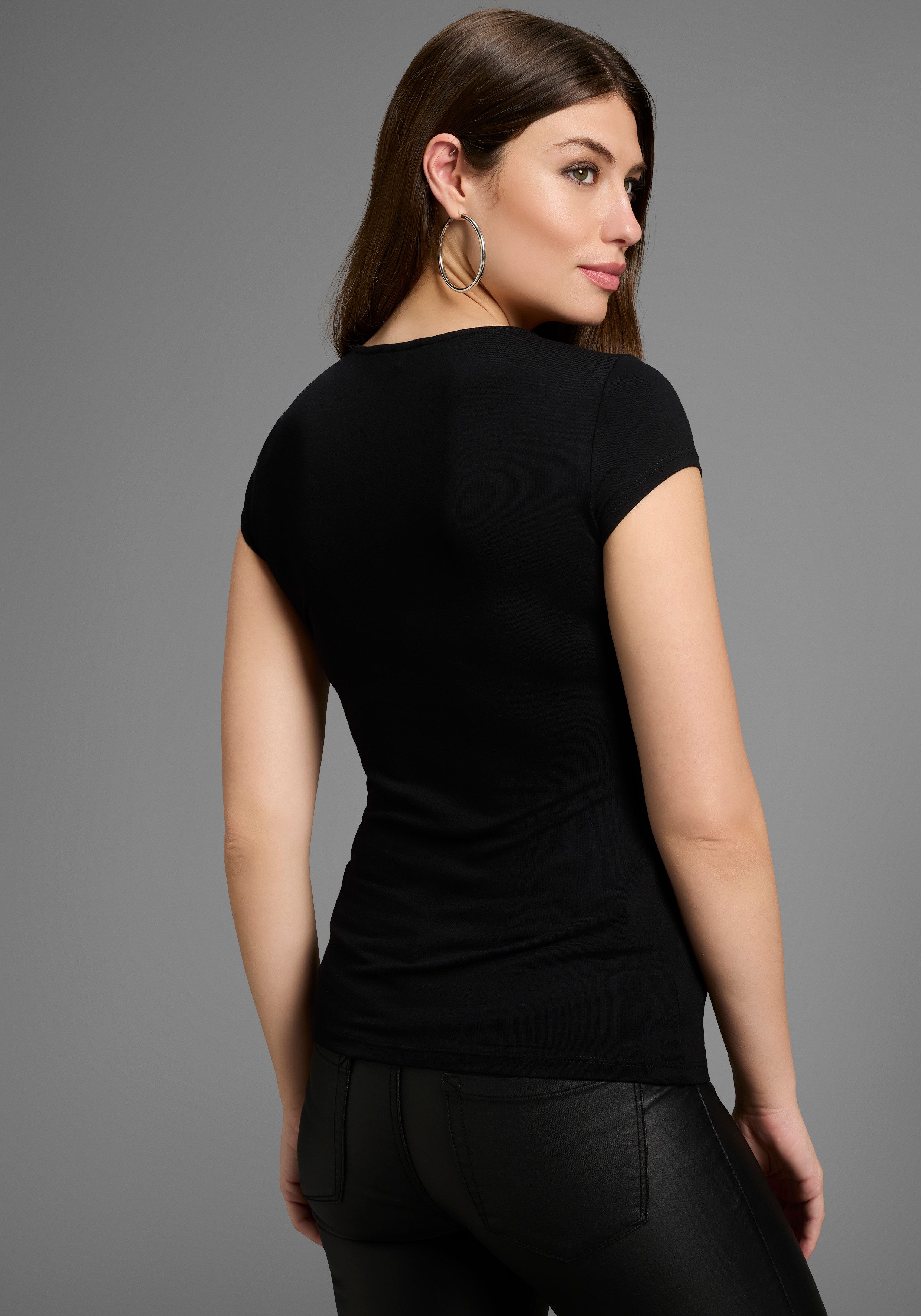 Melrose T-Shirt Kurzarm, sehr figurbetonte Passform, Rundhalsausschnitt günstig online kaufen