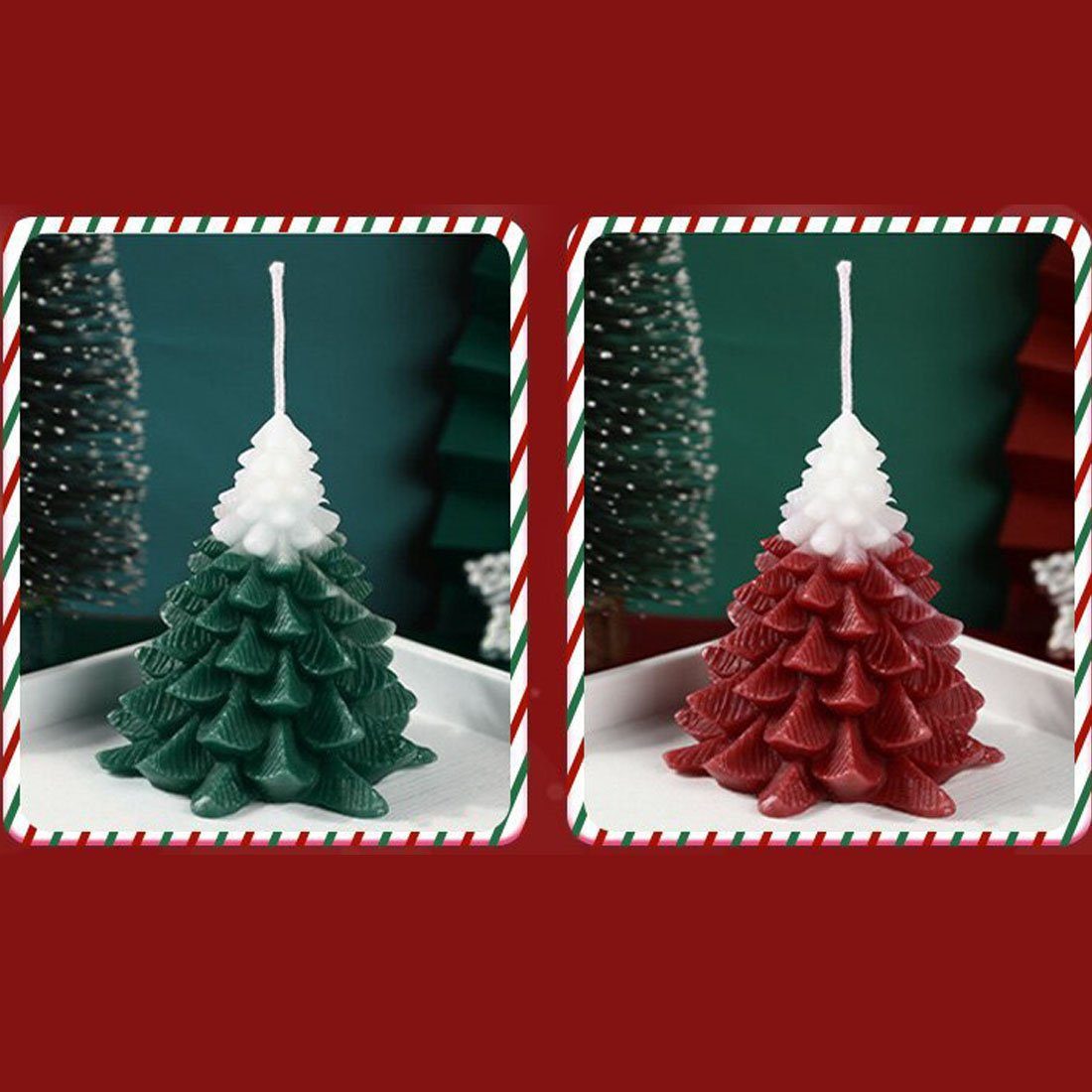 DÖRÖY Deko-Ornamente kreative Weihnachtsbaum-Duftkerze 2er-Set, Christbaumkerzen festliche