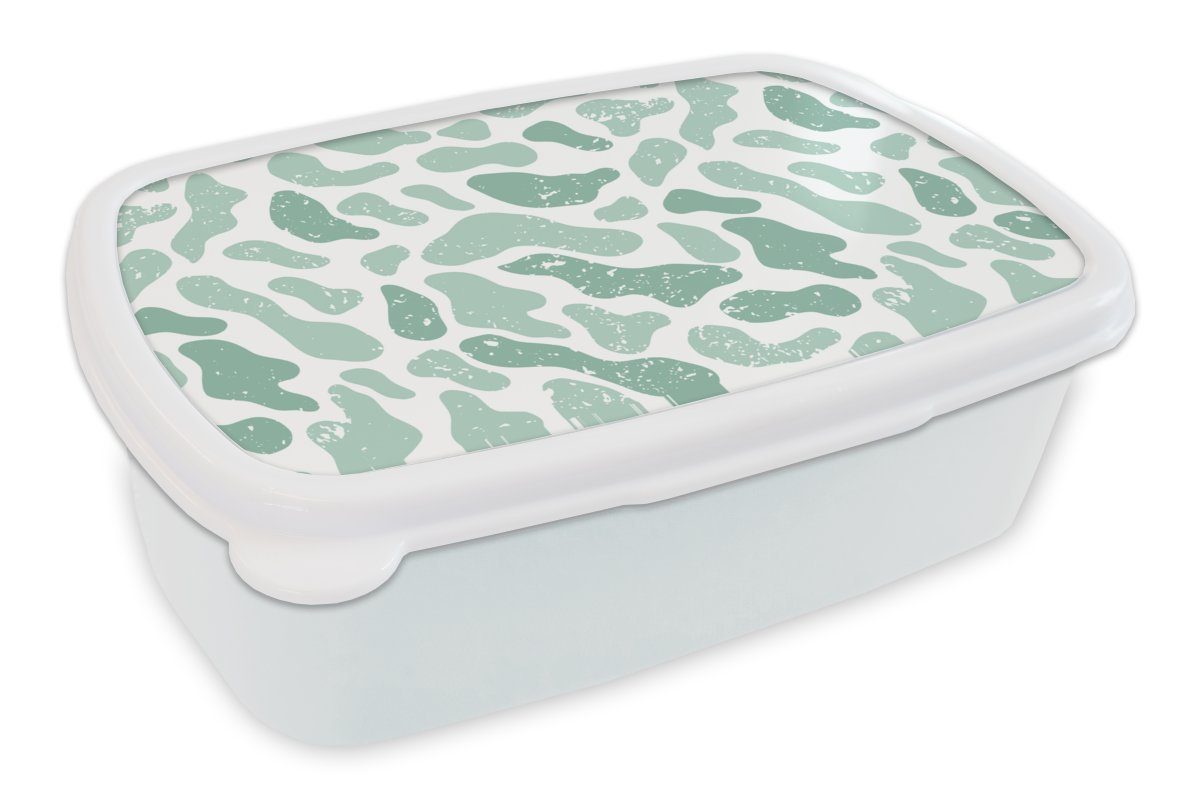 MuchoWow Lunchbox Abstrakt - Farbe - Muster - Grau - Tiermuster, Kunststoff, (2-tlg), Brotbox für Kinder und Erwachsene, Brotdose, für Jungs und Mädchen weiß | Lunchboxen